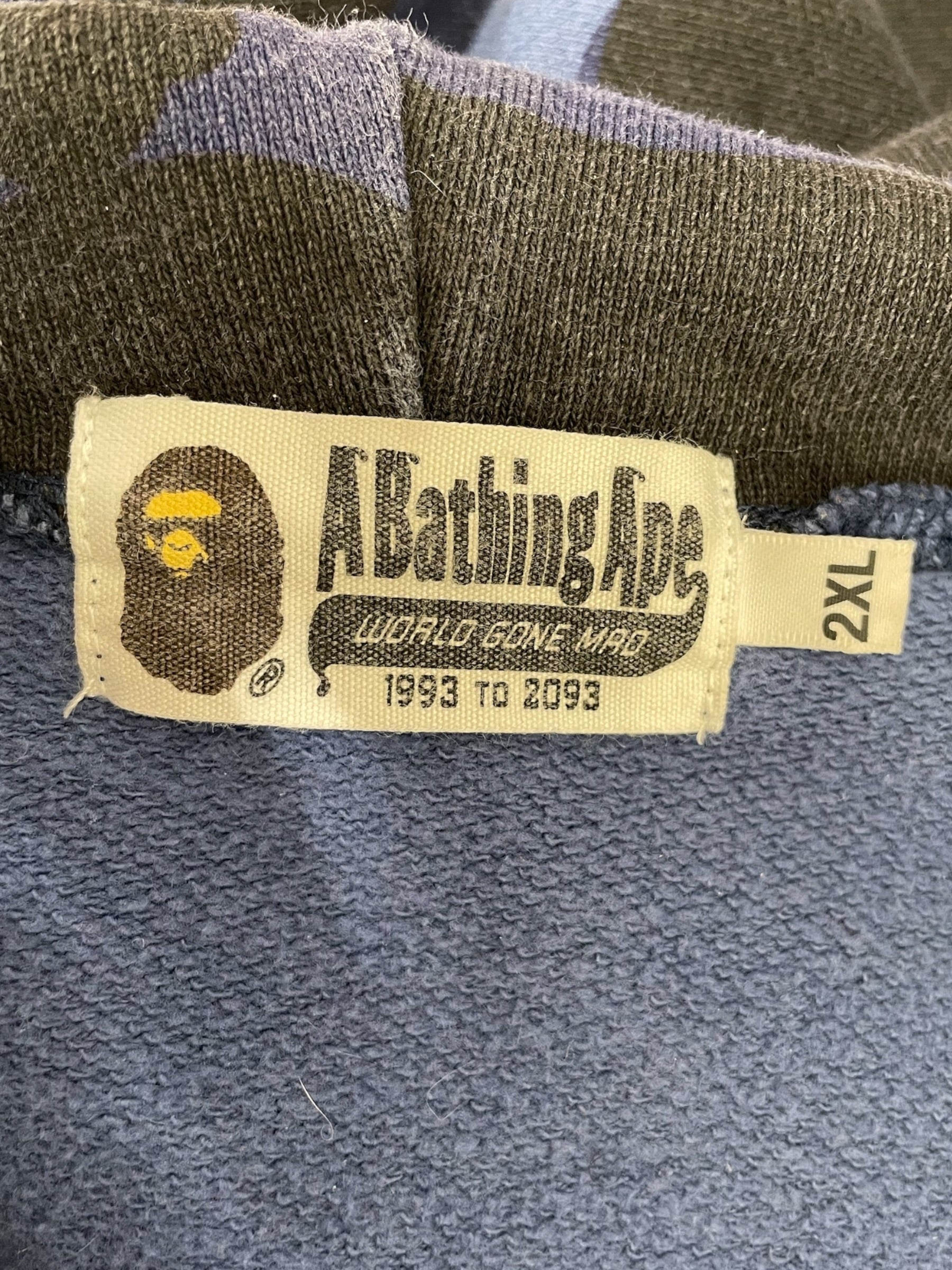 A BATHING APE/Zip Up Hoodie/XXL/Camouflage/Cotton/NVY/BAPE Full Zip Camo Shark Hood view 3