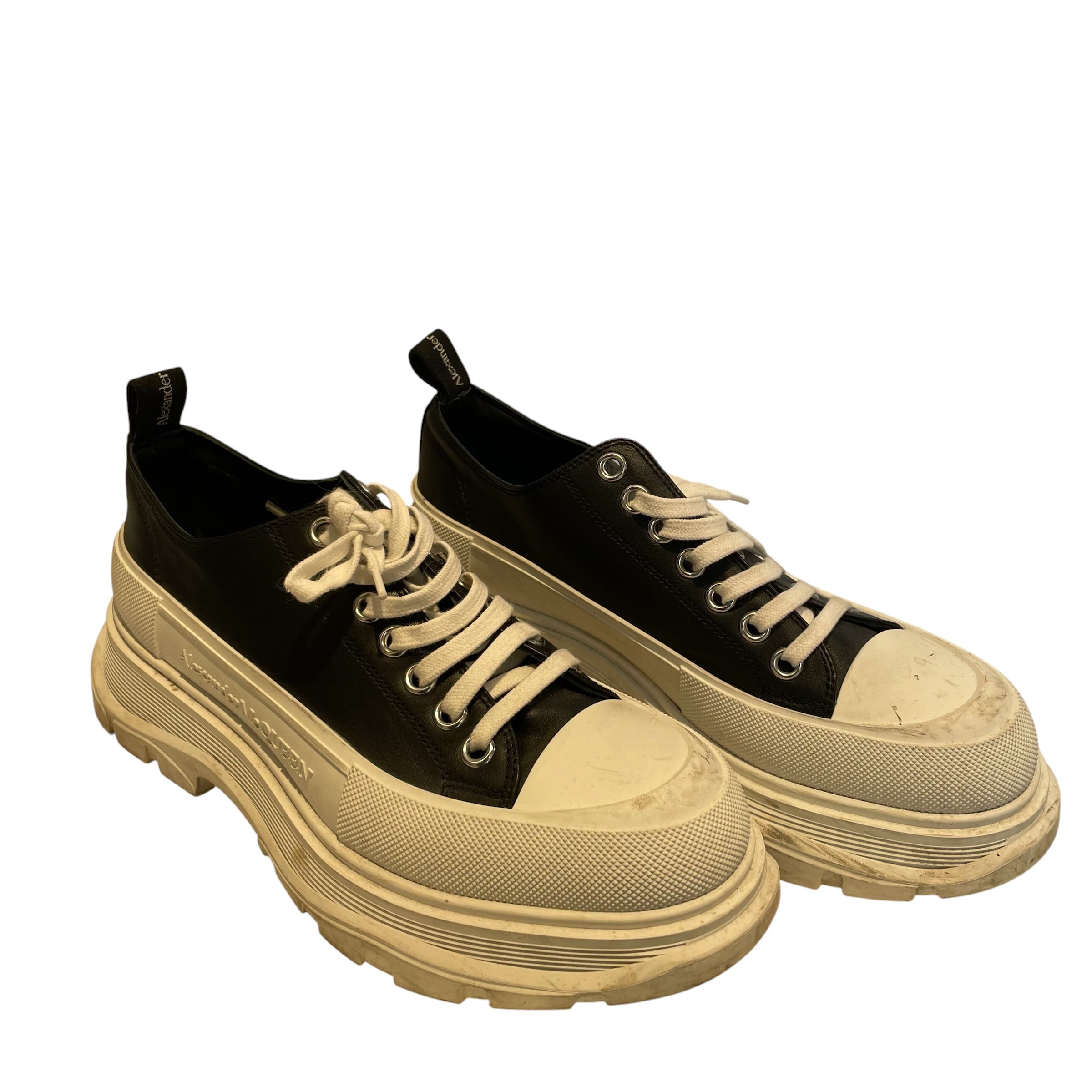 Alexander McQueen/Low-Sneakers/US 8/Leather/BLK/PLATFORM/WHTE LACES view 2