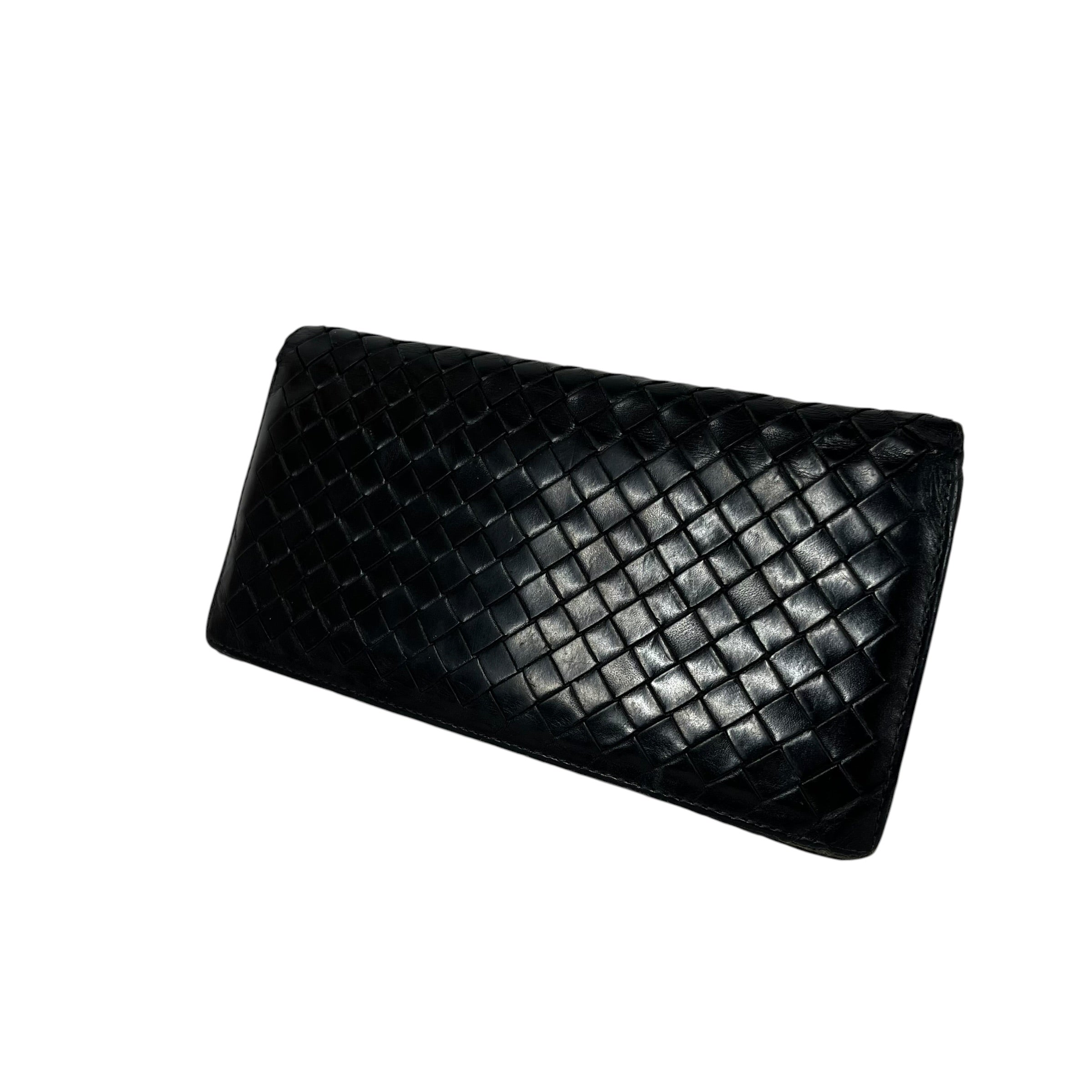 BOTTEGA VENETA/Long Wallet/Leather/BLK/Bifold Intrecciato view 1