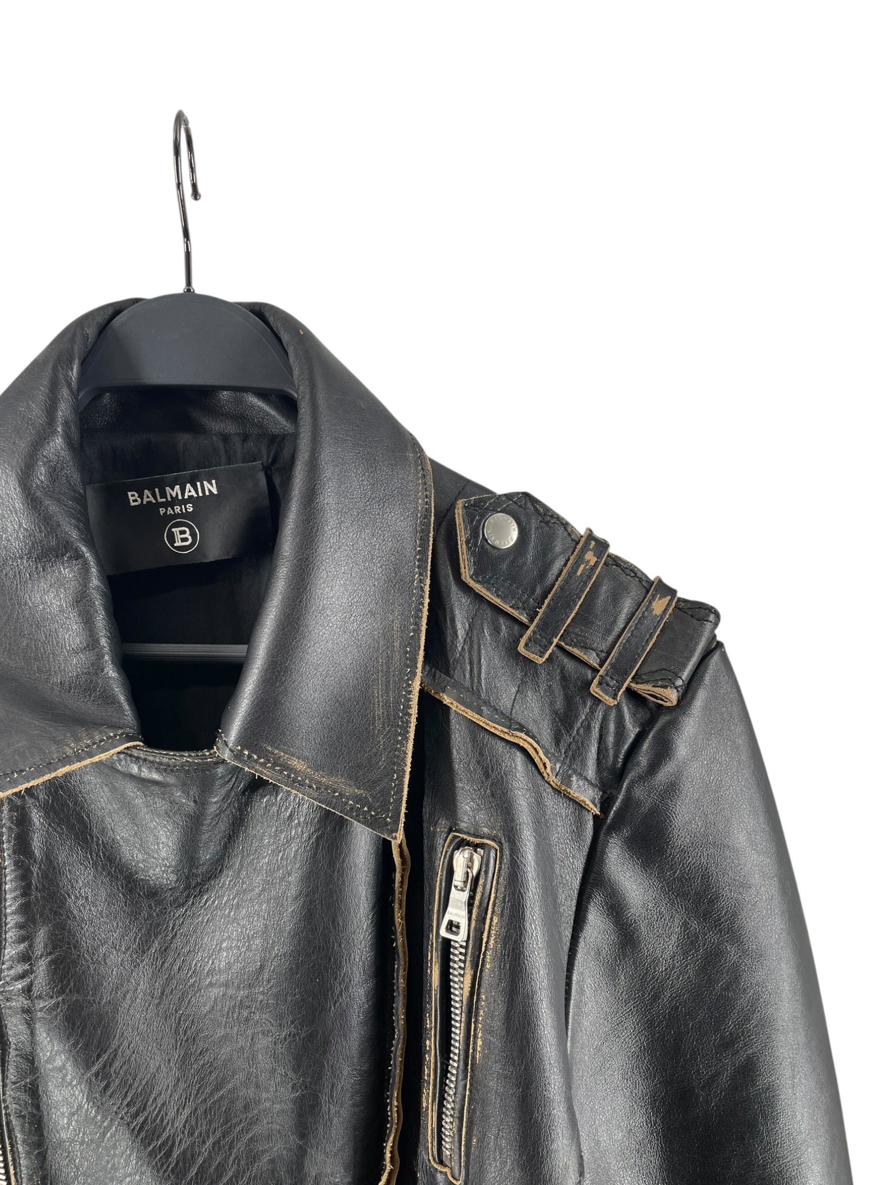 BALMAIN/Leather Jkt/52/Leather/BLK/TD174LC04 AGED BIKER view 3