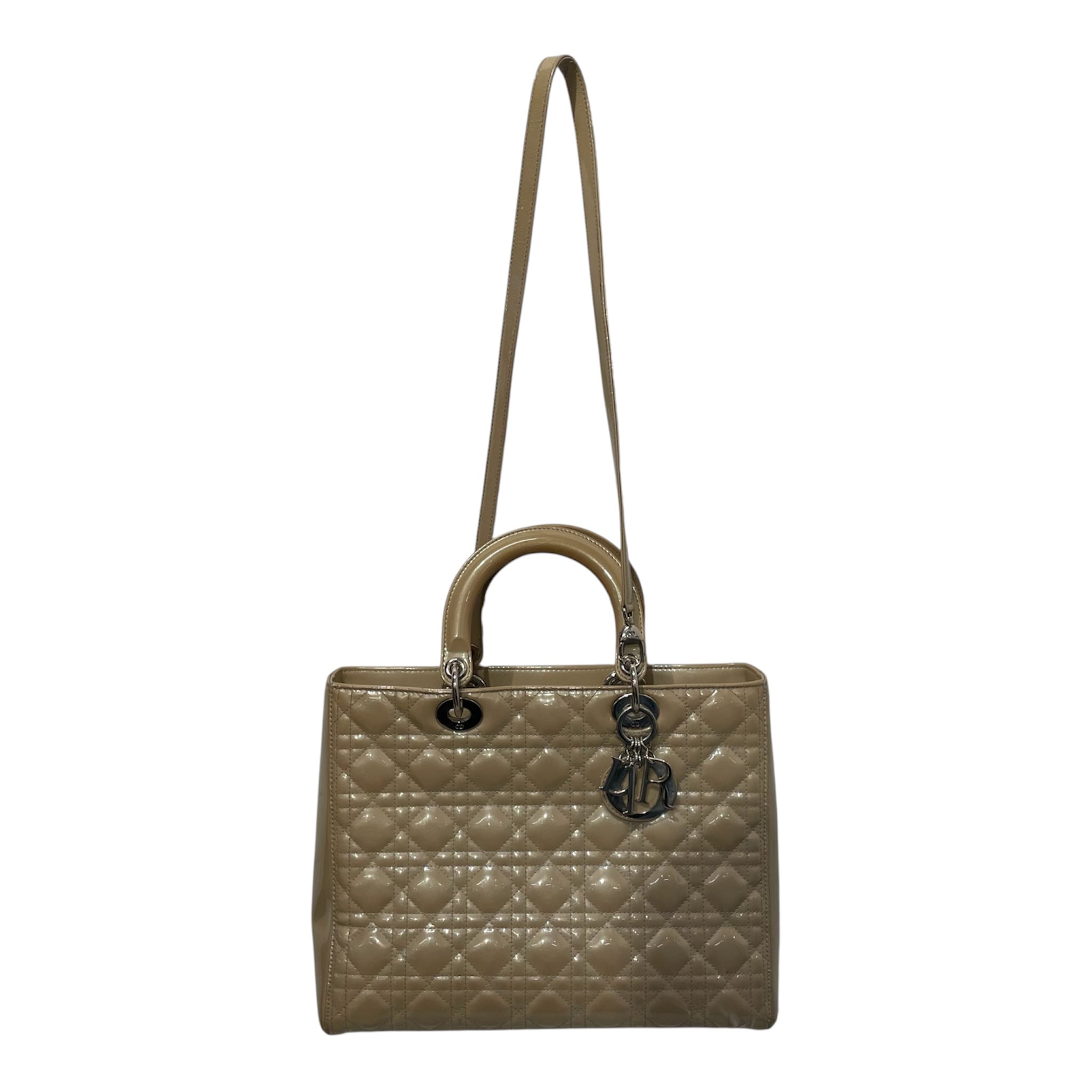 Christian Dior/Bag/Leather/BEG/PATENT LEATHER LADY DIOR view 1