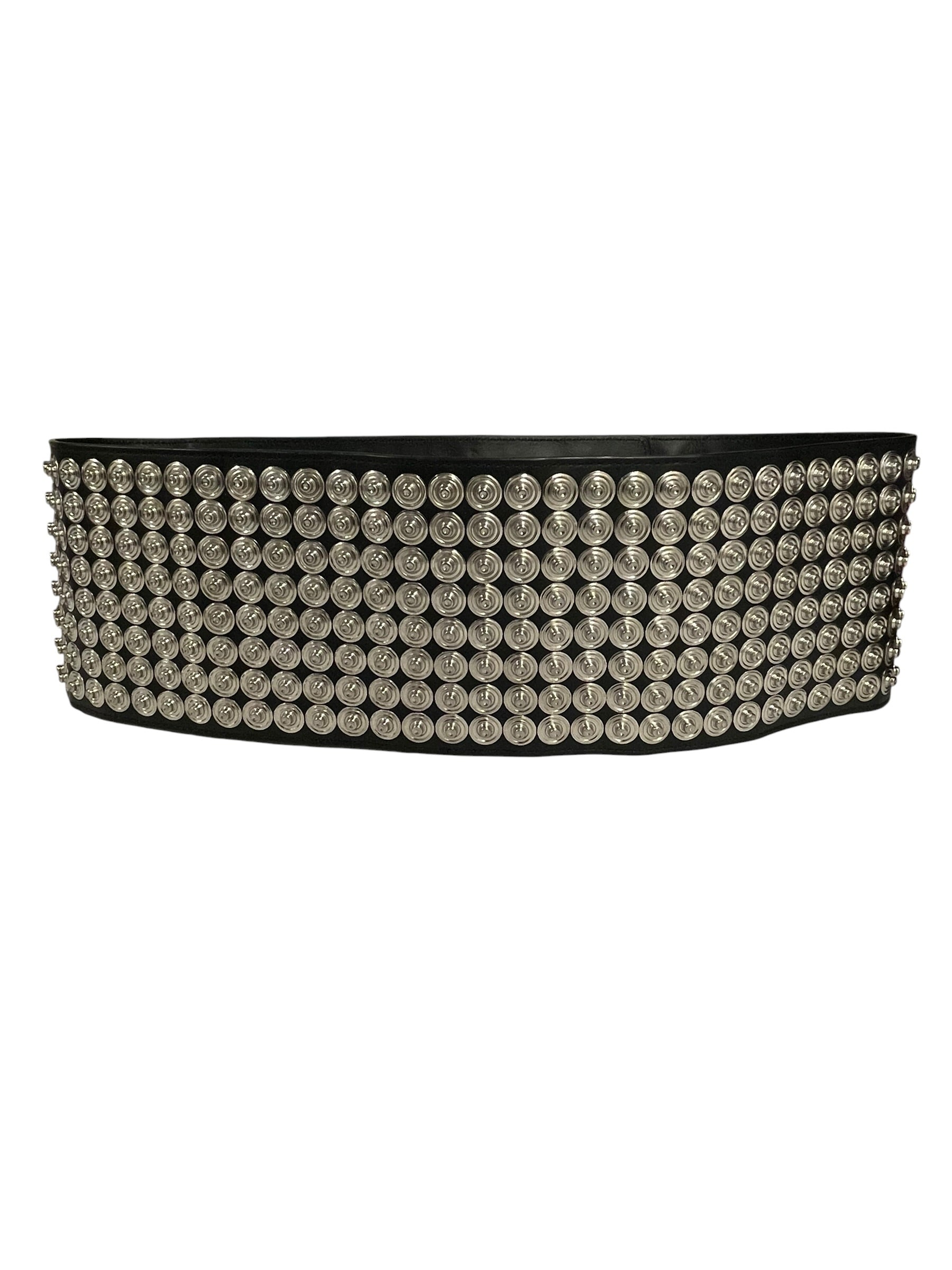 ANN DEMEULEMEESTER/Belt/Leather/BLK/L's/button stud belt view 1