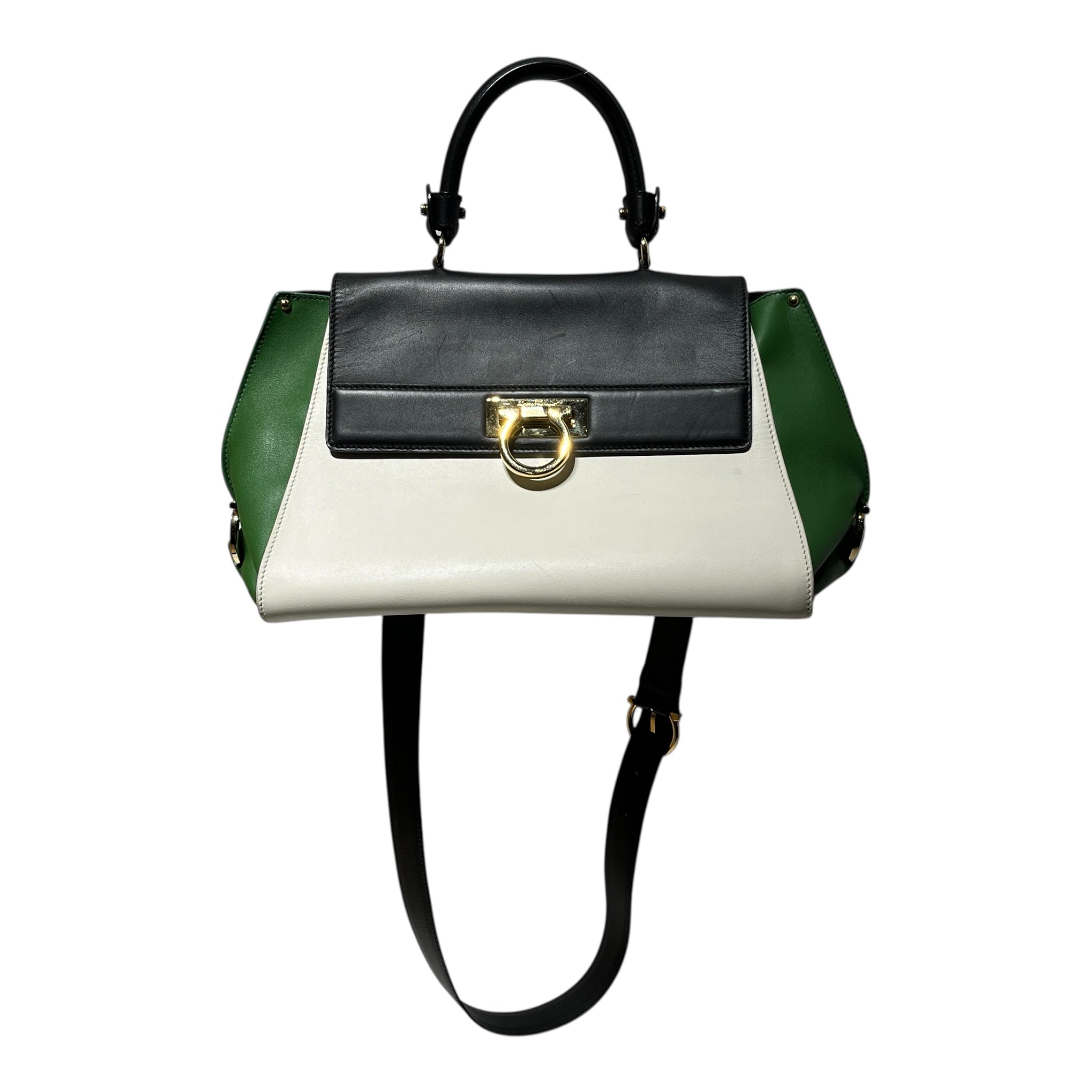 Salvatore Ferragamo/Hand Bag/Leather/WHT/Sofie Satchel Tri-Color GRN view 1