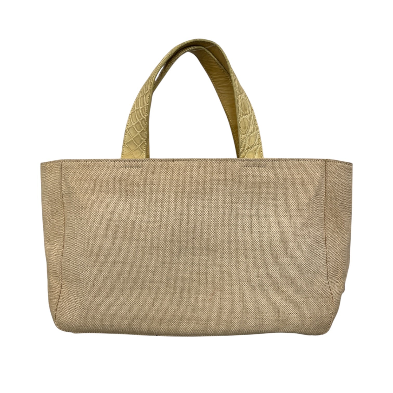 PRADA/Hand Bag/Tweed/CRM/Enameled Metal Triangle Phenix view 1