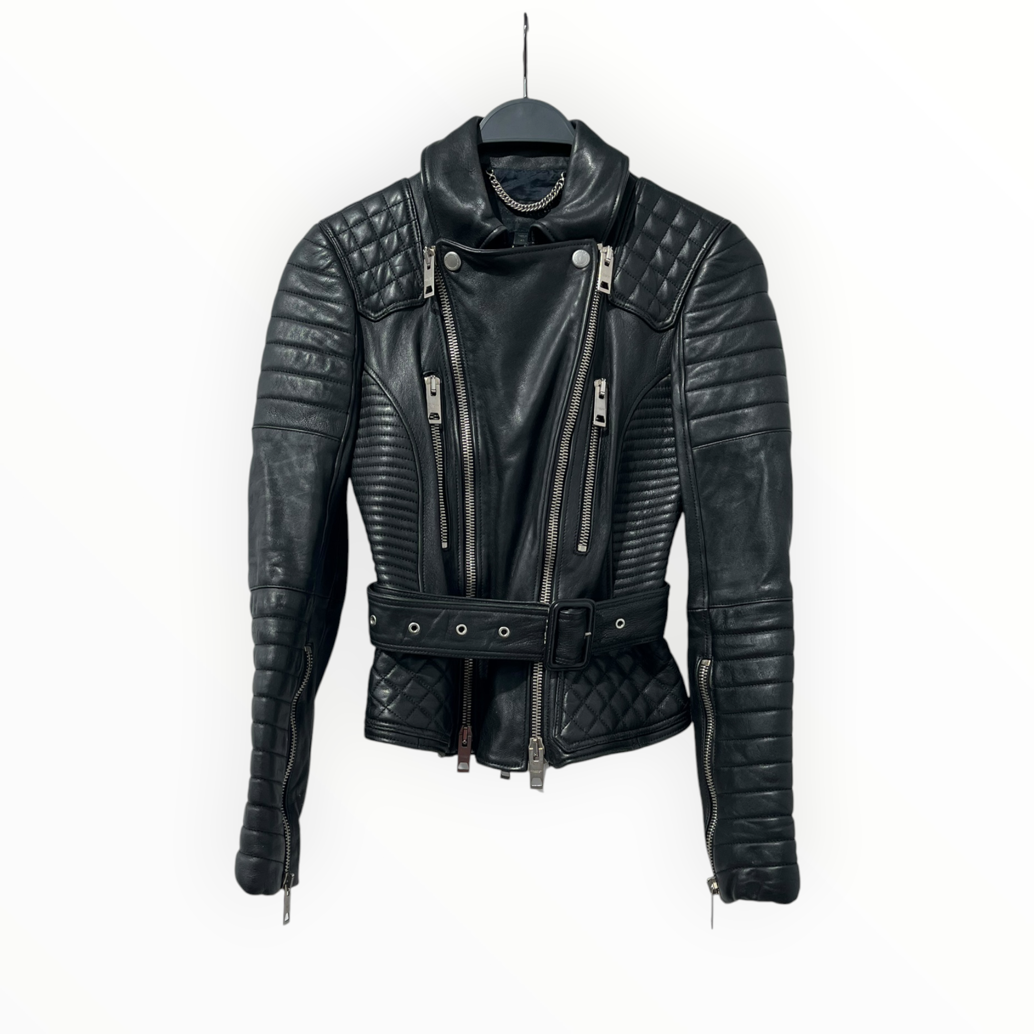 BURBERRY/Leather Jkt/40/Leather/BLK/Single Breasted/ view 1