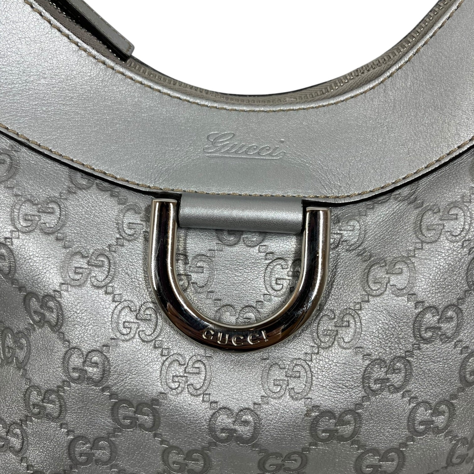 GUCCI/Hand Bag/Leather/SLV/Guccisima Hobo Bag view 3