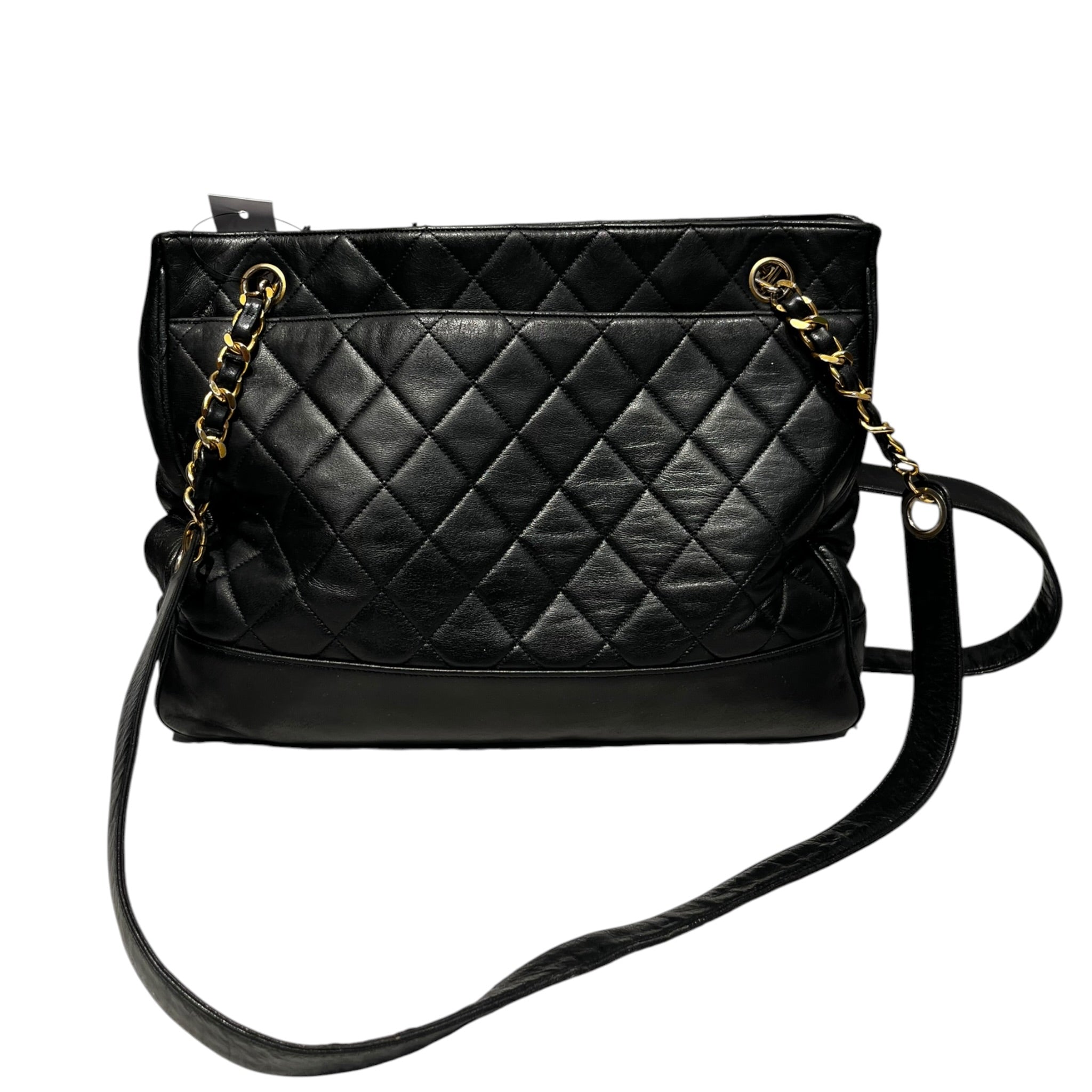 CHANEL/Tote Bag/Leather/BLK/Matelasse Quilted view 3