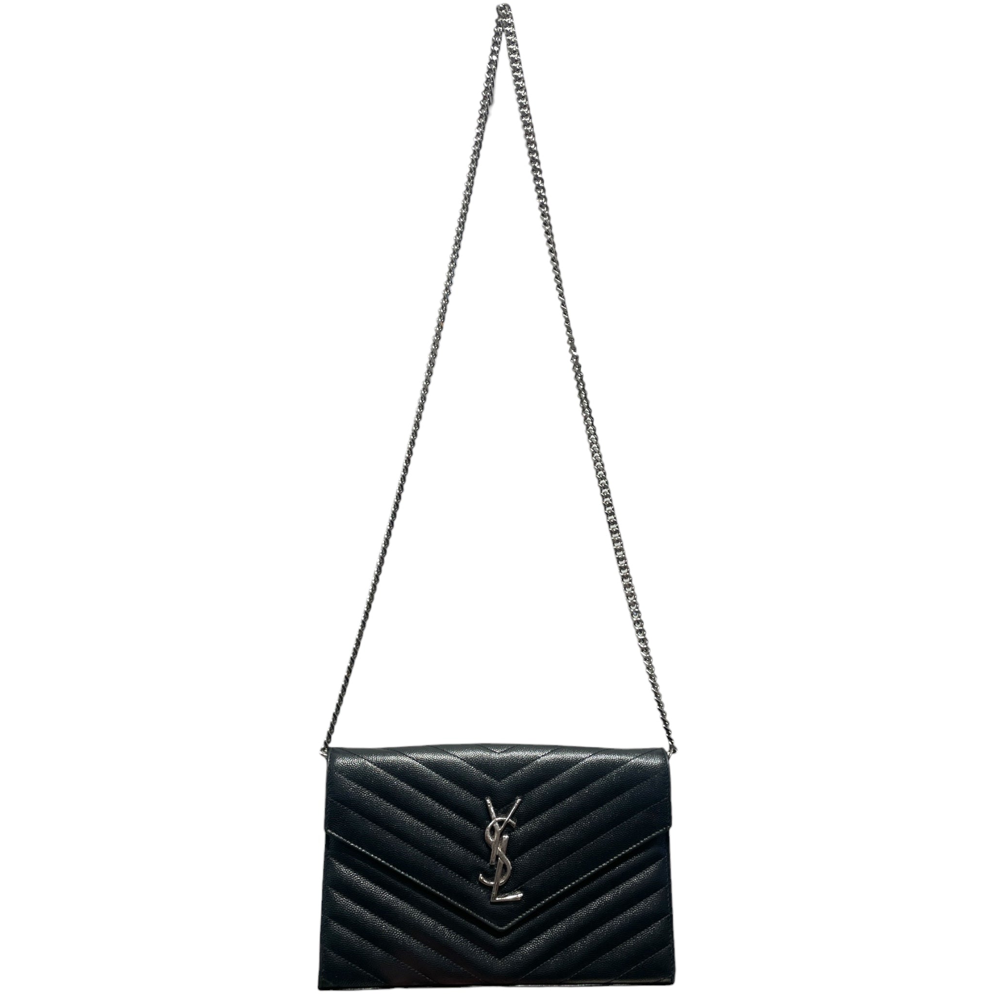 SAINT LAURENT/Cross Body Bag/Leather/BLK/Cassandre Pebbled Leather Bag view 1