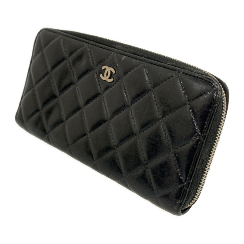 CHANEL/Long Wallet/BLK/Leather/15857160/