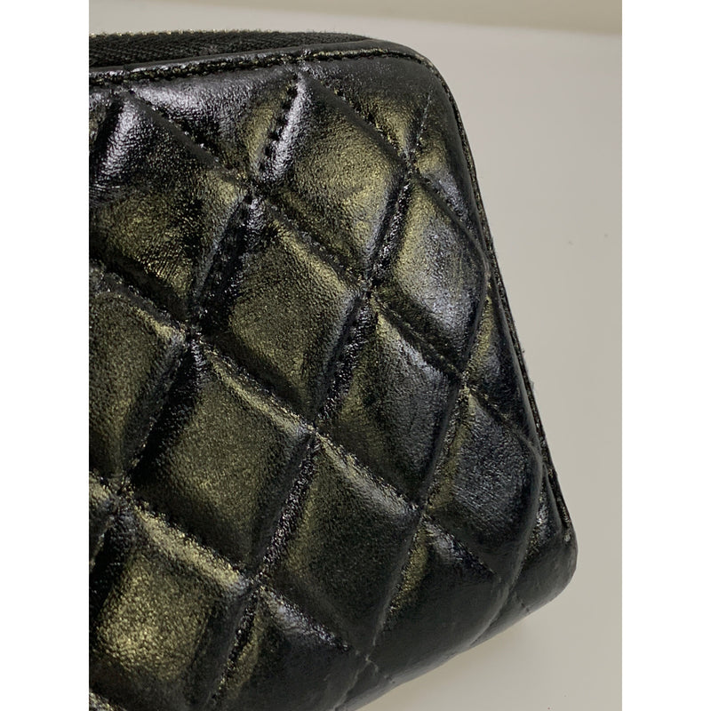 CHANEL/Long Wallet/BLK/Leather/15857160/