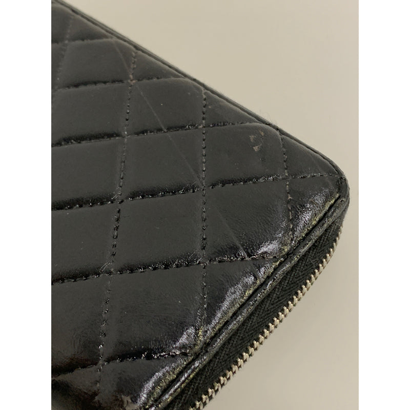 CHANEL/Long Wallet/BLK/Leather/15857160/