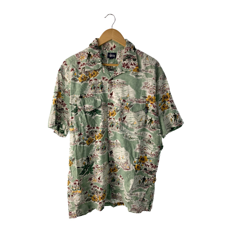 STUSSY/Hawaiian Shirt/M/Green/Cotton/All Over Print/