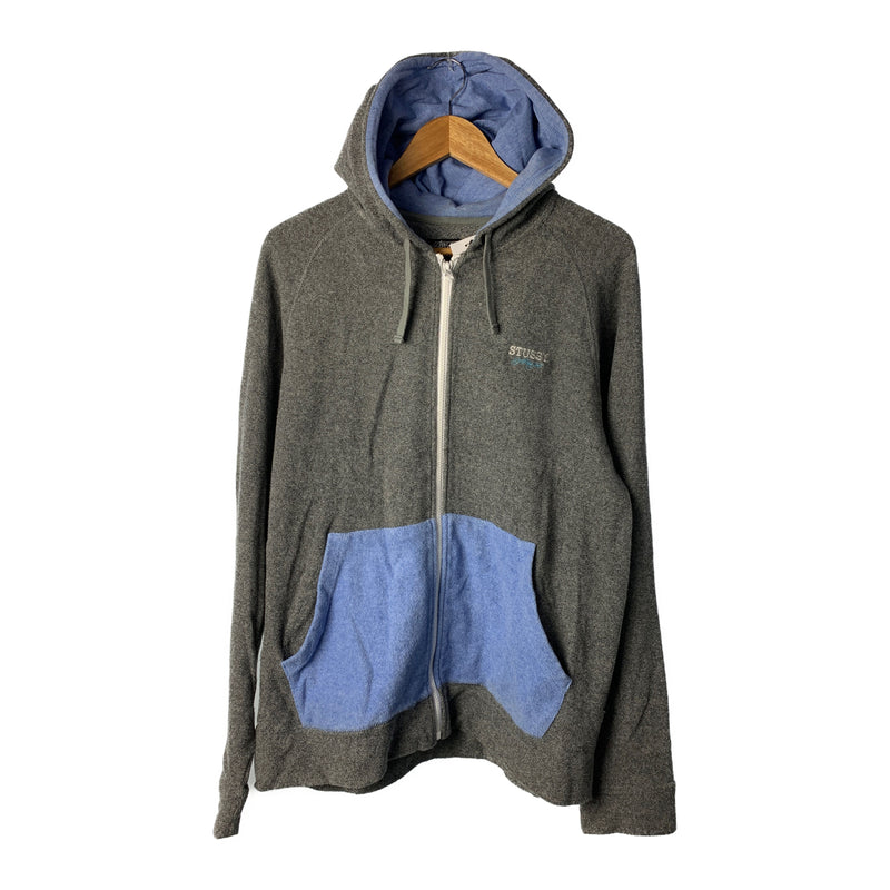 STUSSY/Zip Up Hoodie/L/Gray/Cotton/