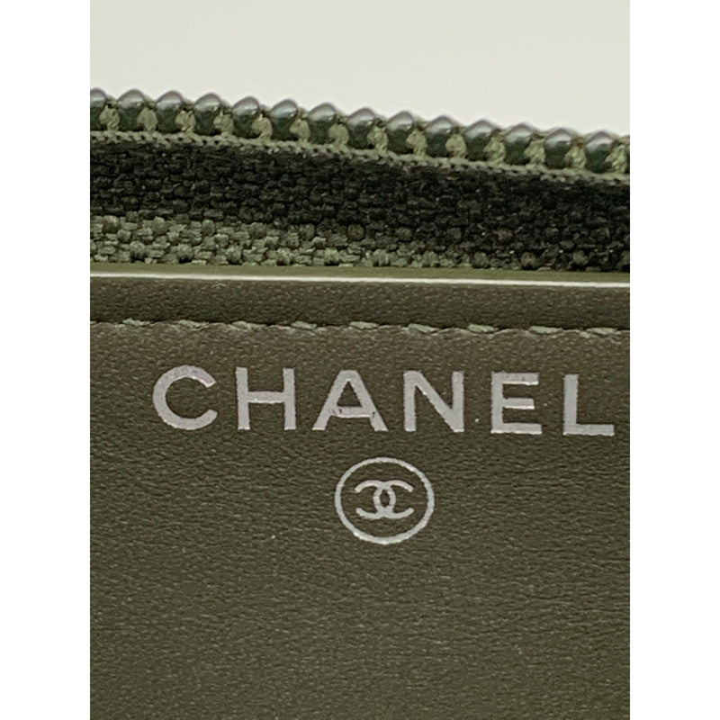 CHANEL/Long Wallet/Gray/Leather/