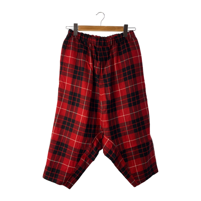 BLACK COMME des GARCONS/Sarouel Pants/S/Red/Wool/Plaid/1L-P010