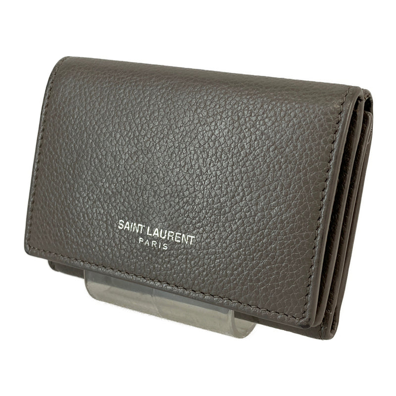 SAINT LAURENT/Trifold Wallet/Gray/Leather/