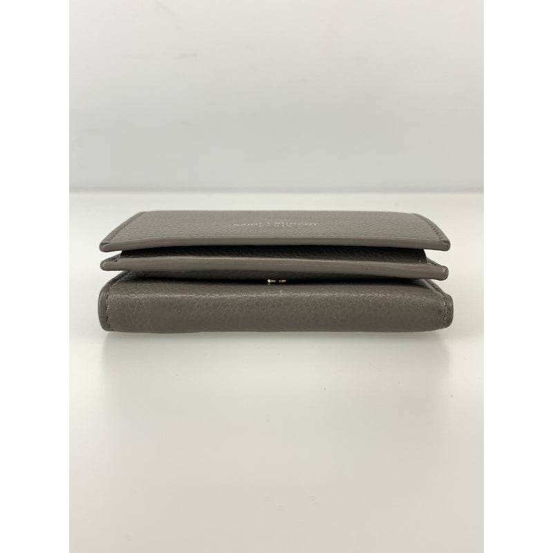 SAINT LAURENT/Trifold Wallet/Gray/Leather/