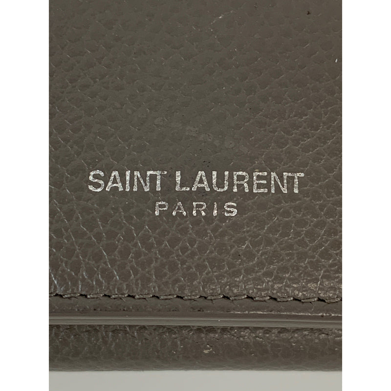 SAINT LAURENT/Trifold Wallet/Gray/Leather/