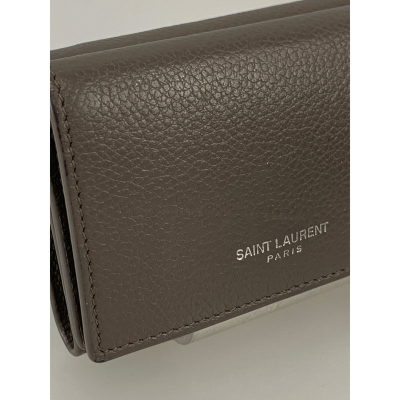 SAINT LAURENT/Trifold Wallet/Gray/Leather/