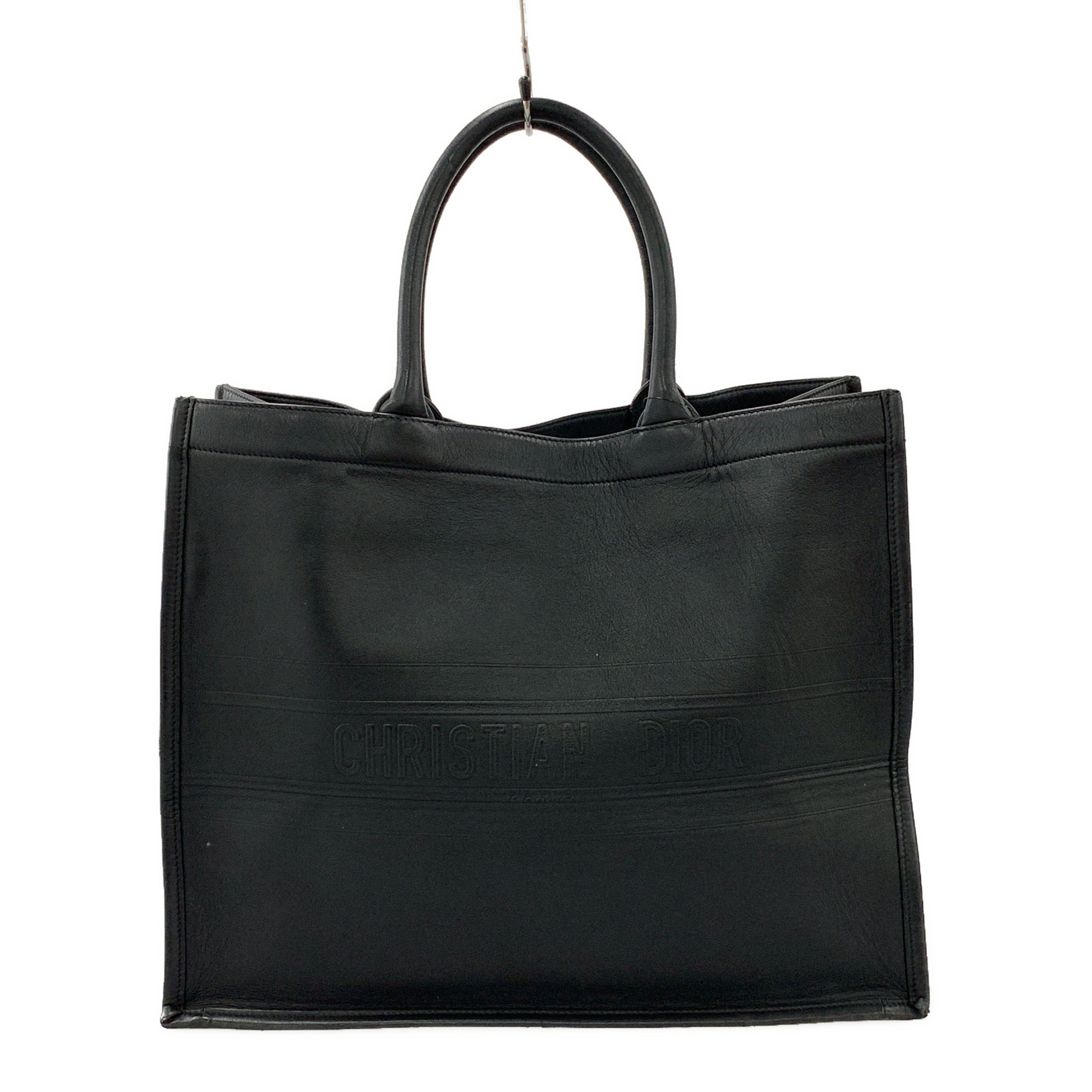 Christian Dior/Tote Bag/Leather/Black/embossed book tote view 1