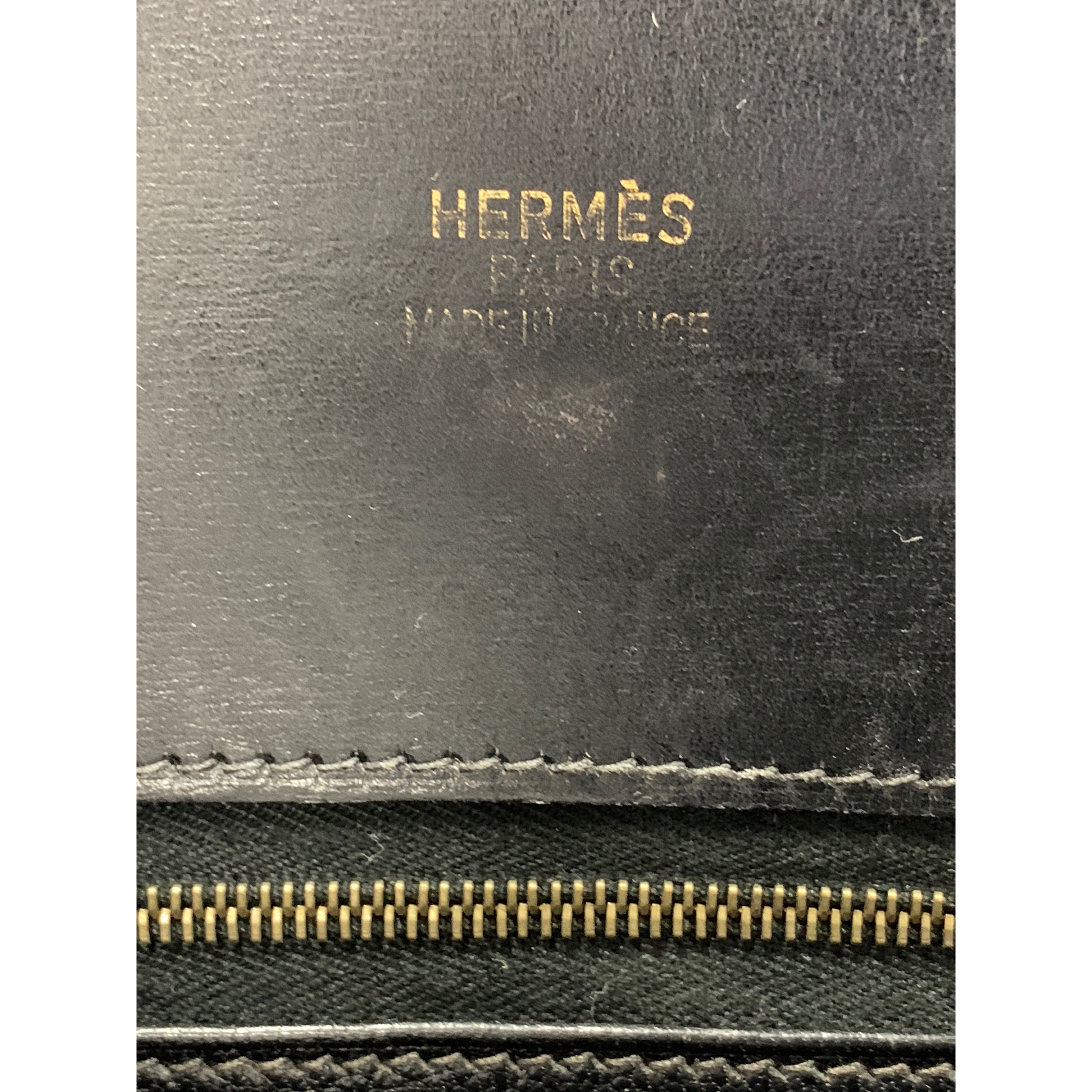 HERMES/Tote Bag/Leather/Black/whitebus tote view 5