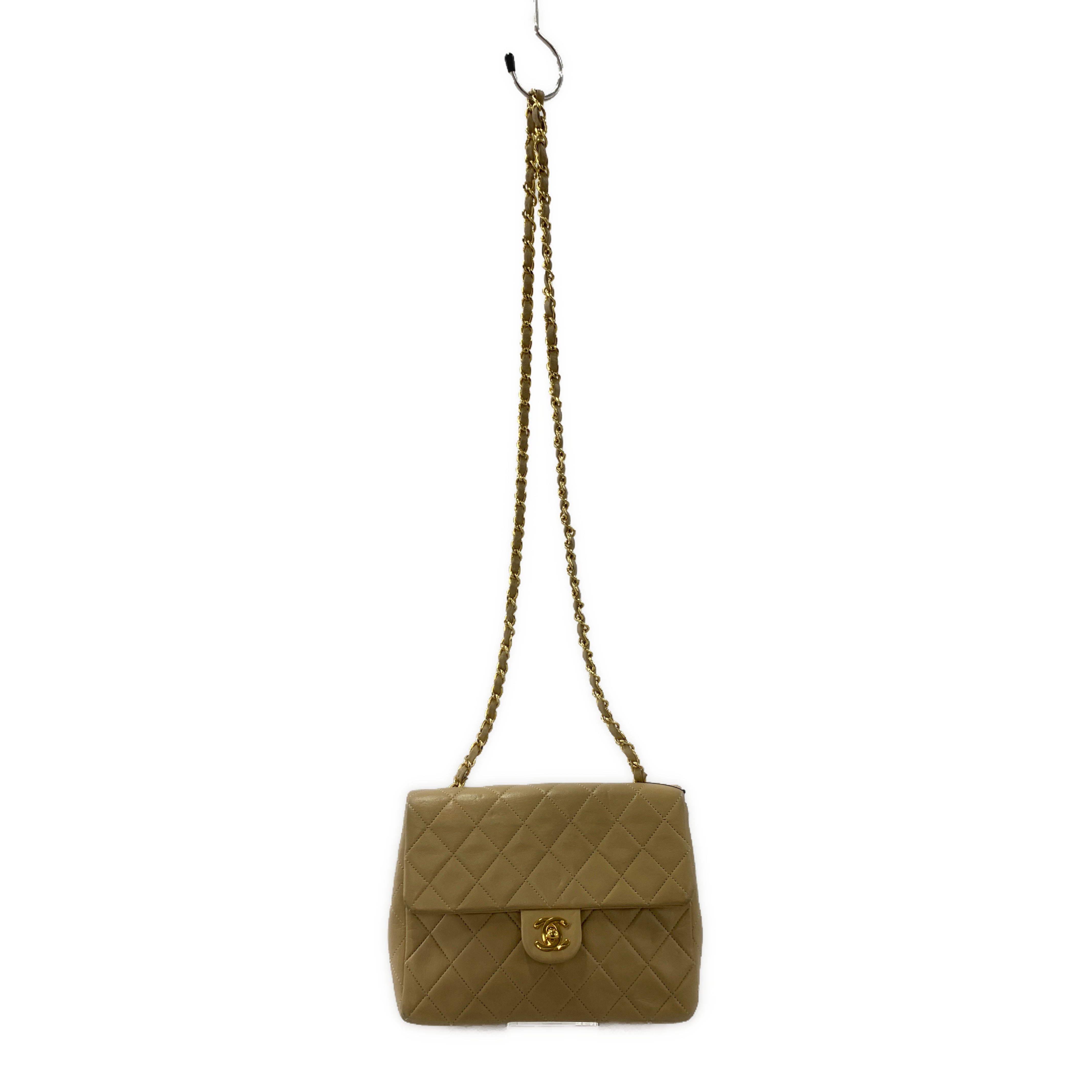 CHANEL/Cross Body Bag/Leather/Beige/quilted flap view 1