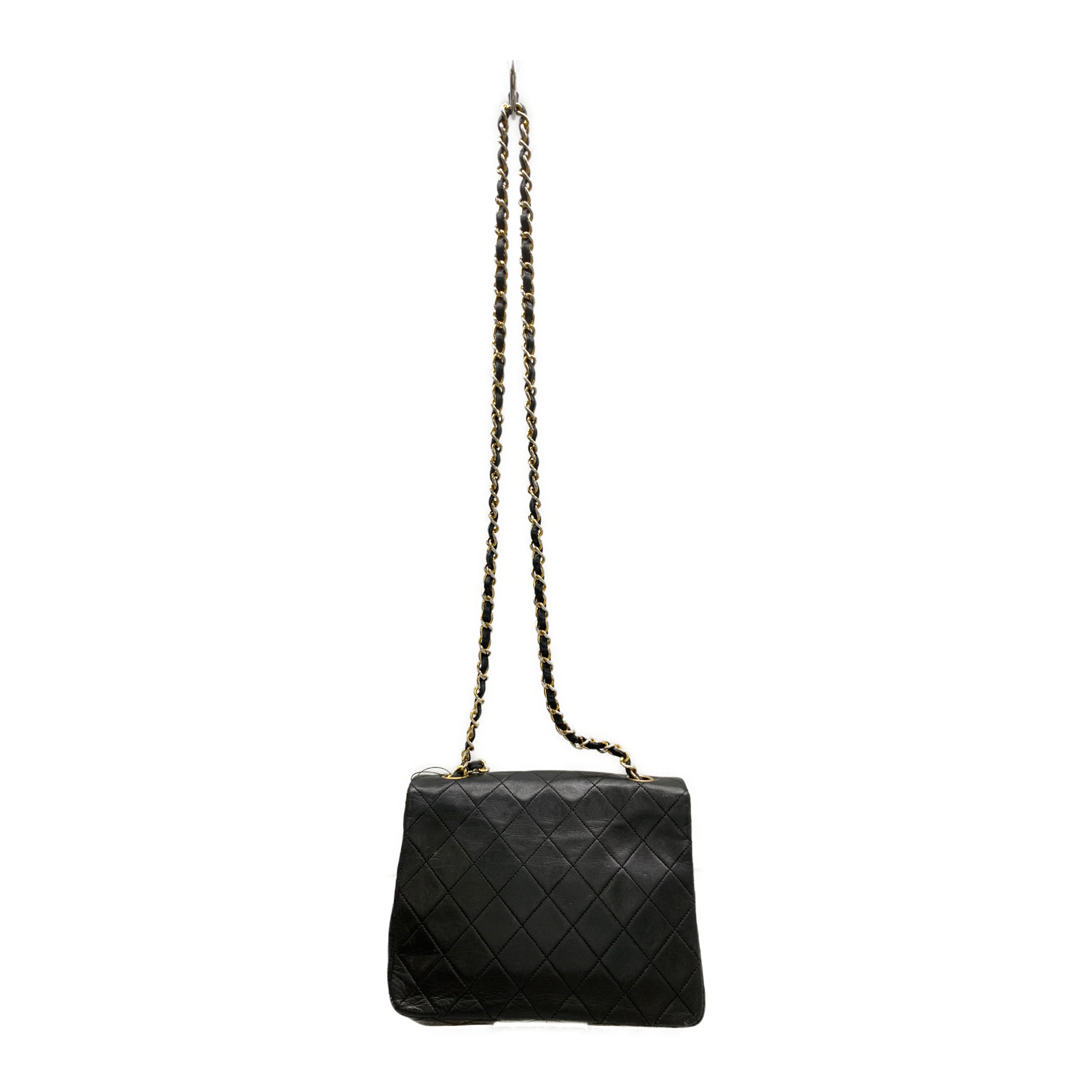 CHANEL/Cross Body Bag/Leather/Black/flat quilt half flap small view 2