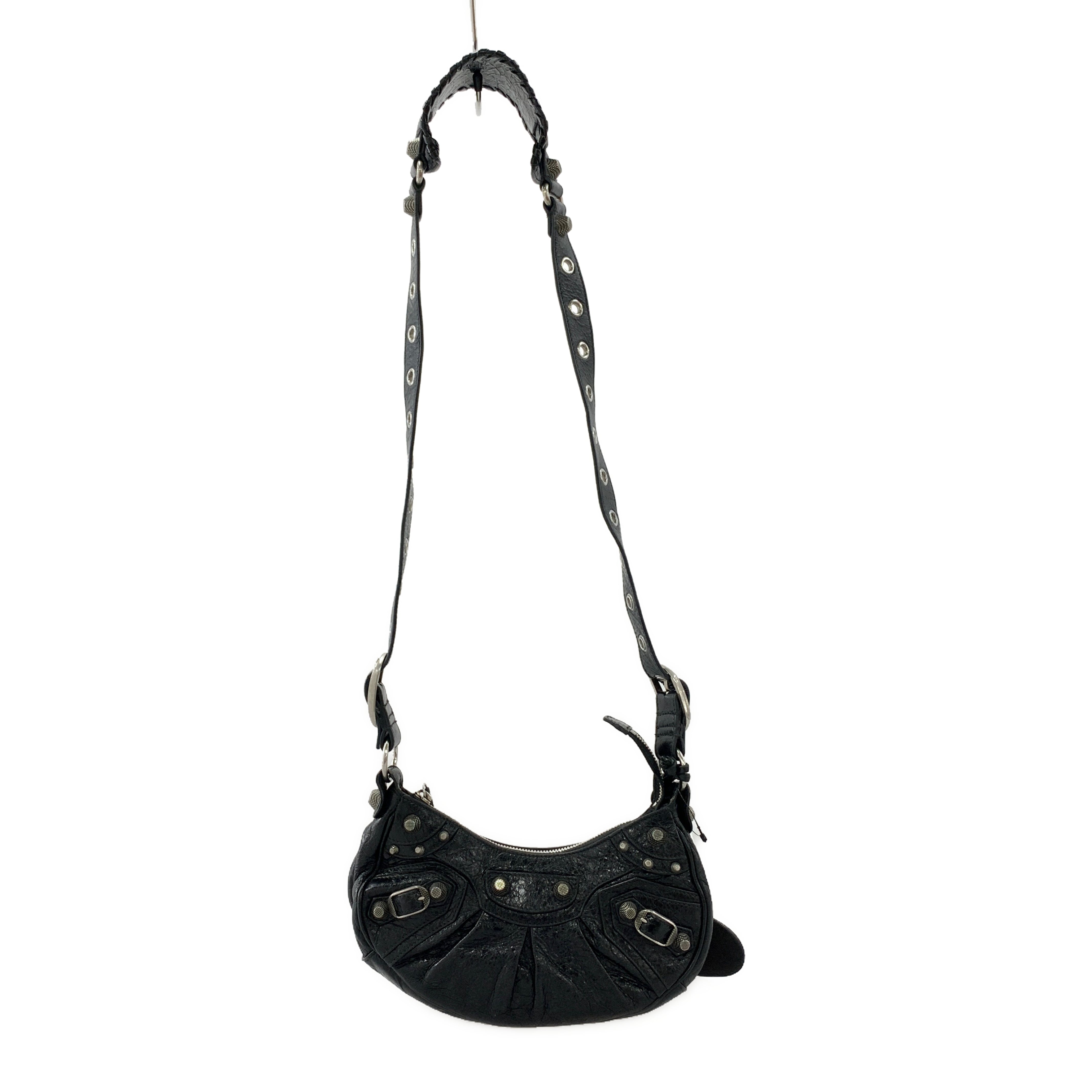 BALENCIAGA/Cross Body Bag/Leather/Black/cagole view 1