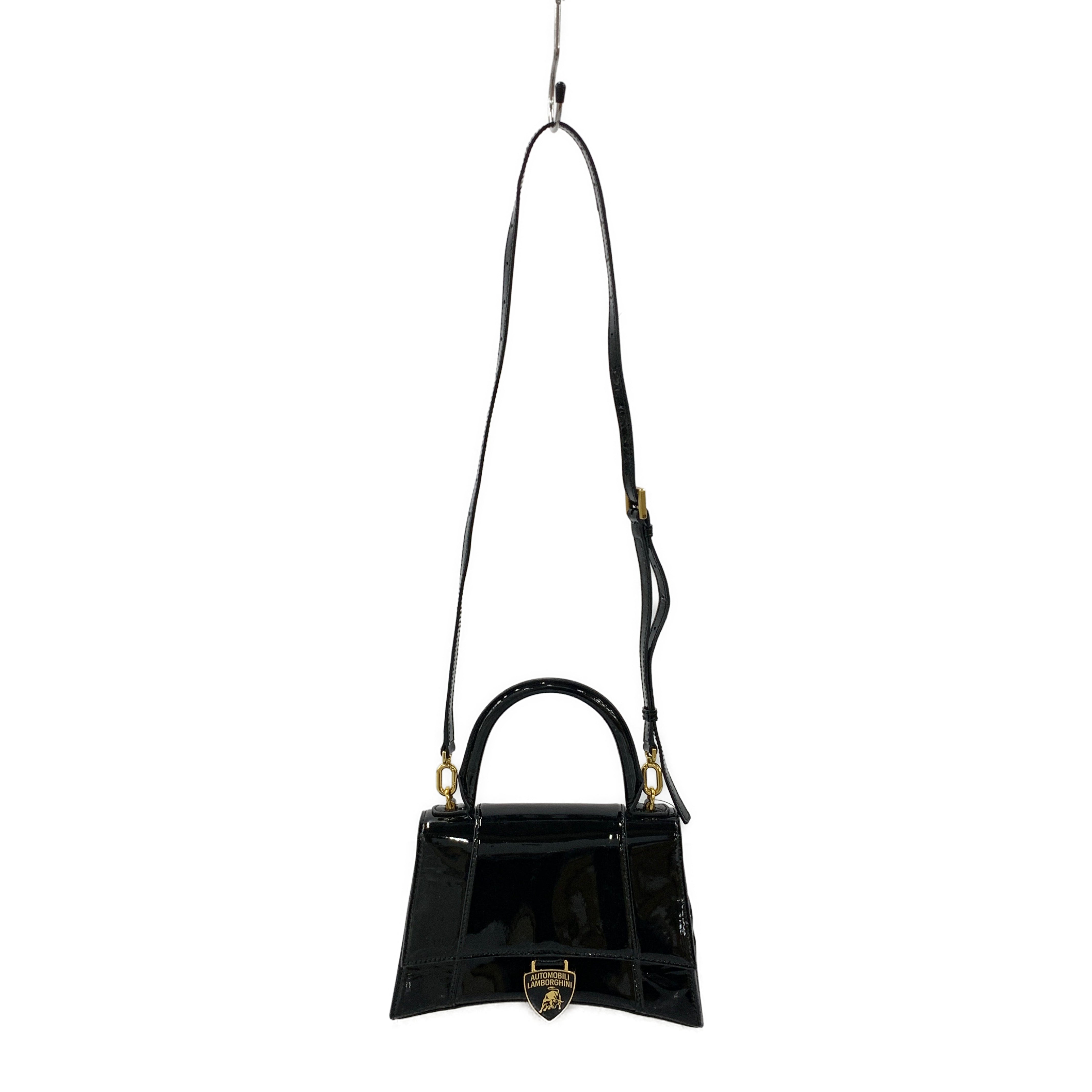 BALENCIAGA/Cross Body Bag/Leather/Black/Lamborghini hourglass patent view 1