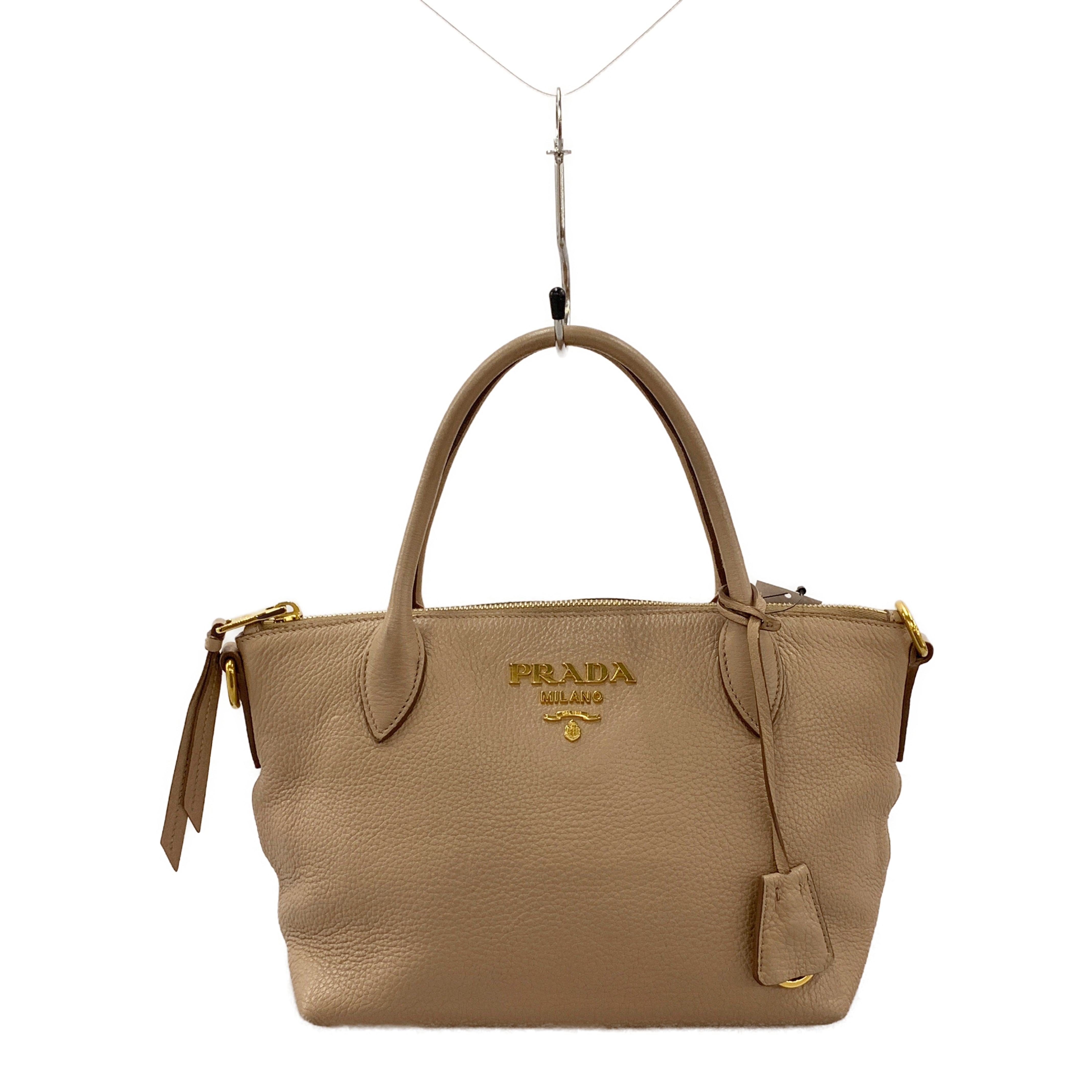 PRADA/Hand Bag/Leather/Beige/vitello daino pebbled view 1