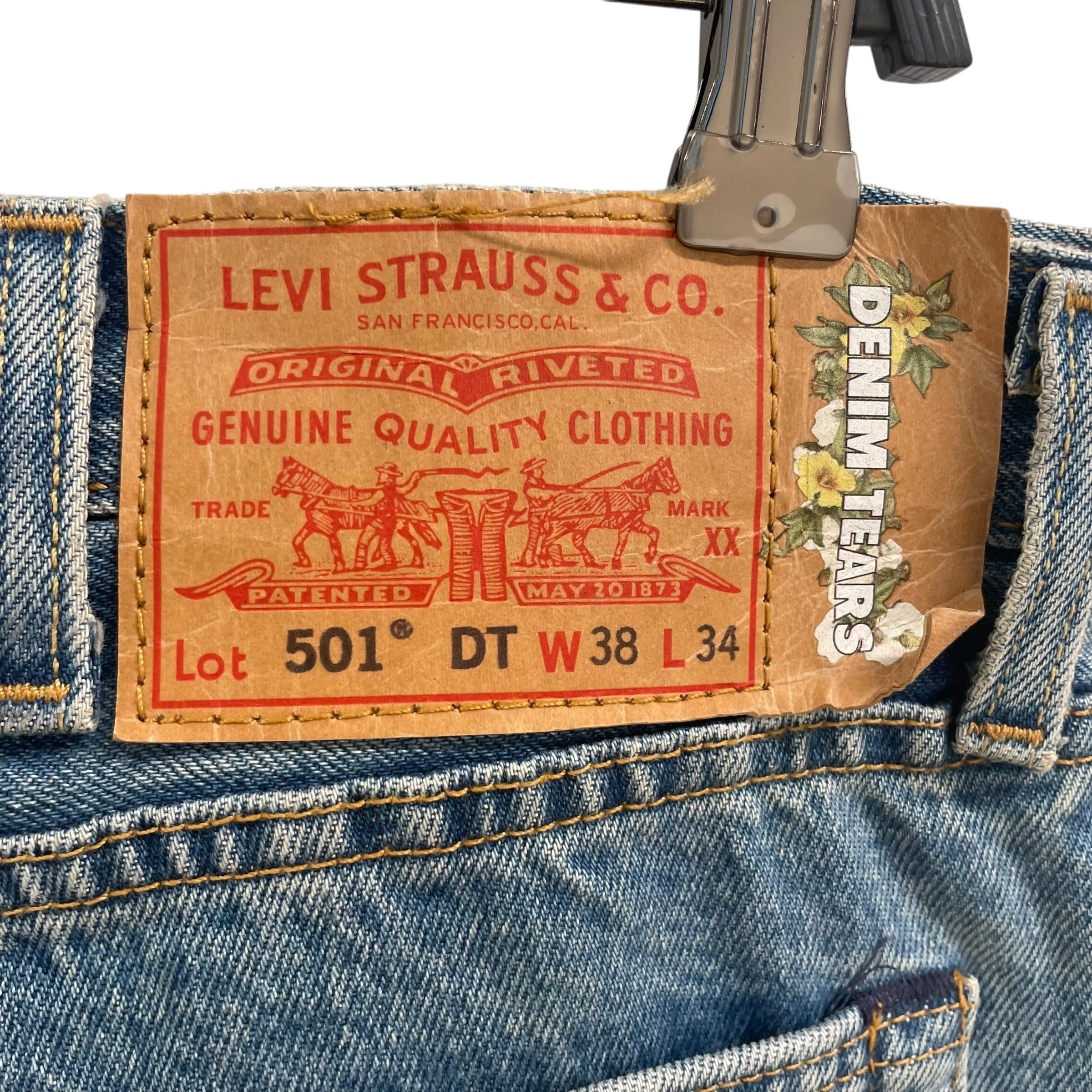 DENIM TEARS/Pants/38/Denim/BLU/Wreath jeans view 3