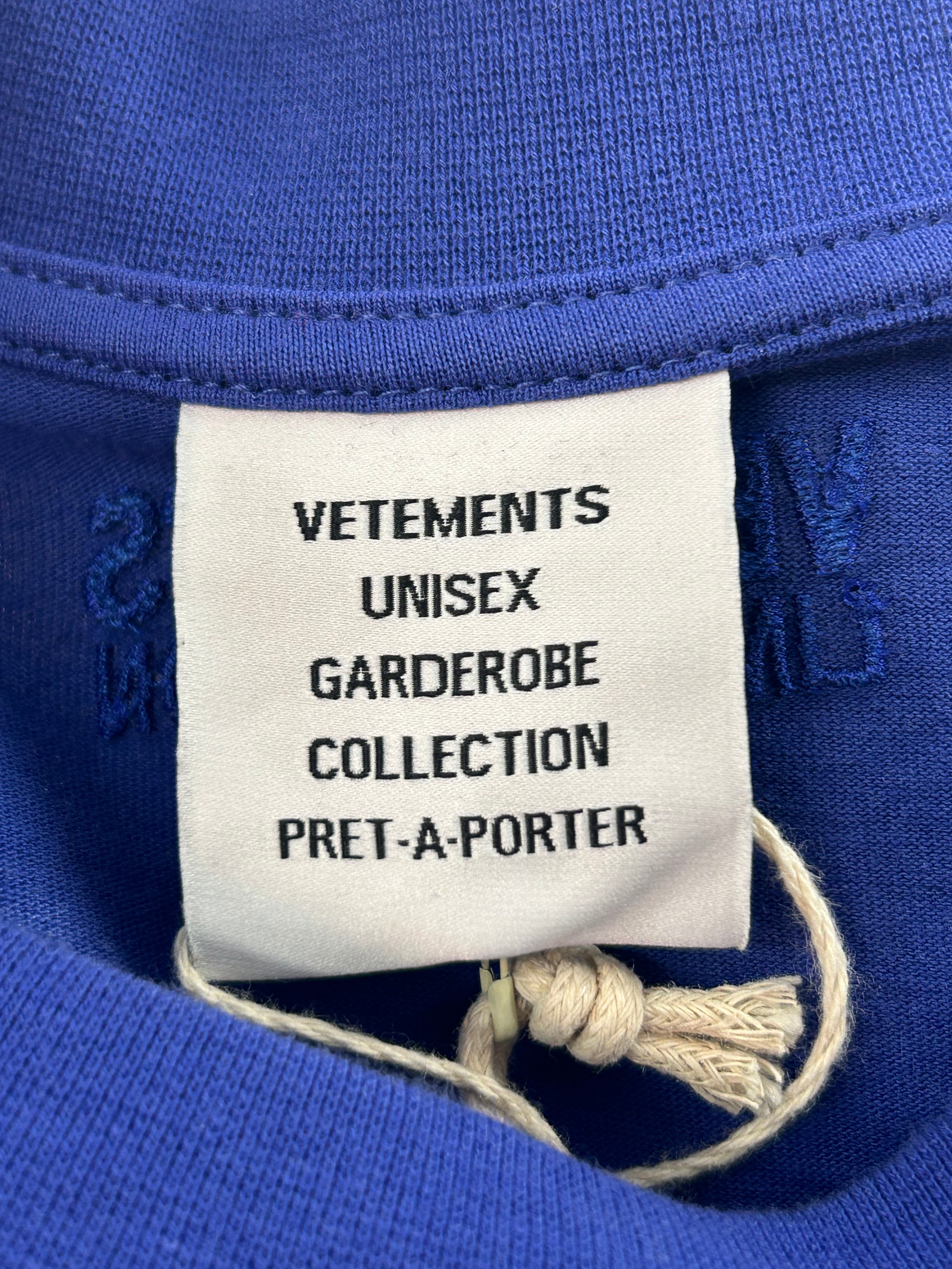 VETEMENTS/T-Shirt/XS/Cotton/BLU/VETEMENTS PARIS LOGO RED LINE view 3