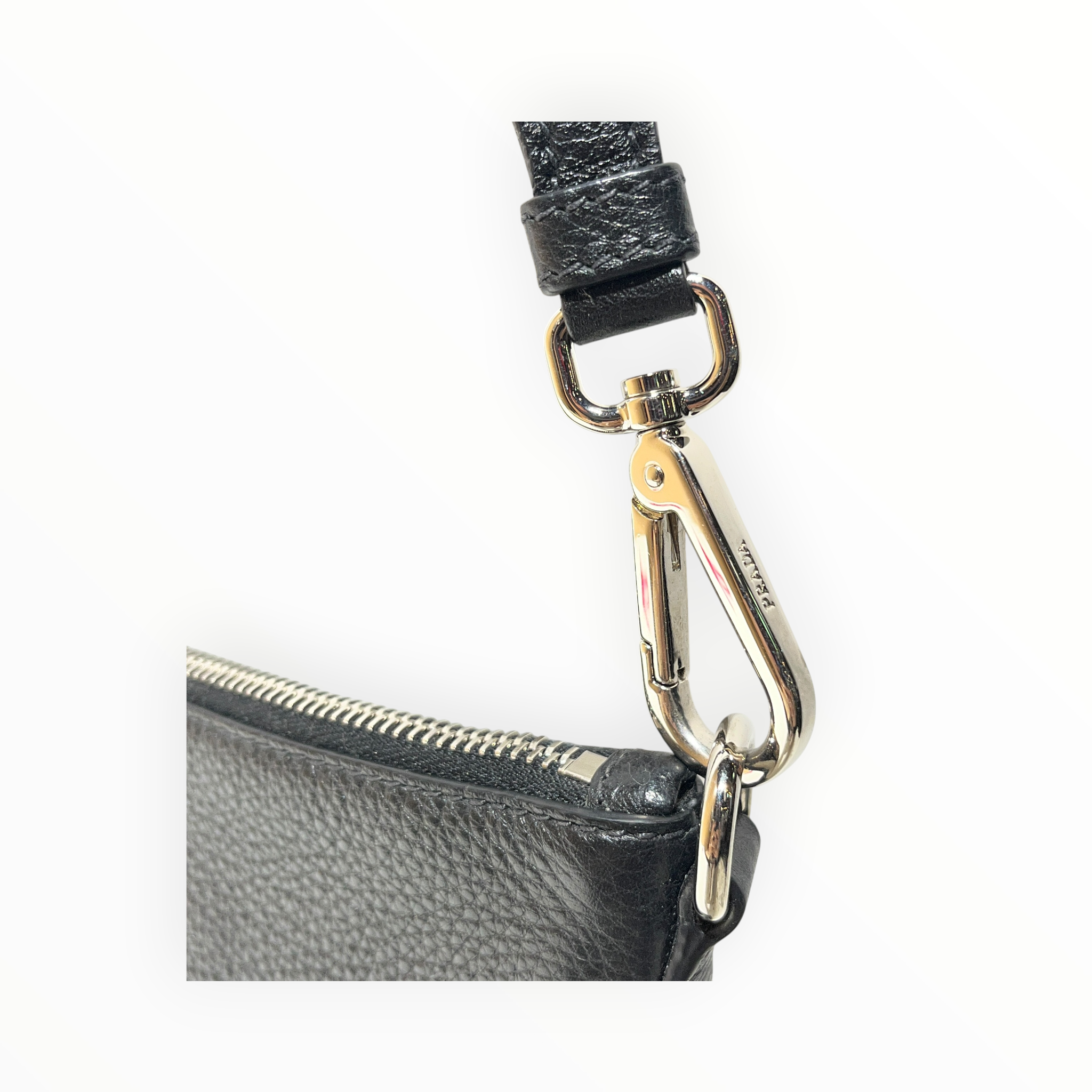 PRADA/Pouch/Leather/BLK/GRAINED LEATHER / STRIPE STRAP view 8