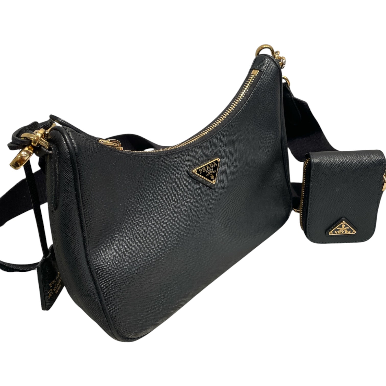 PRADA/Cross Body Bag/Leather/BLK/Re-Edition 2005 Saffiano Bag view 6