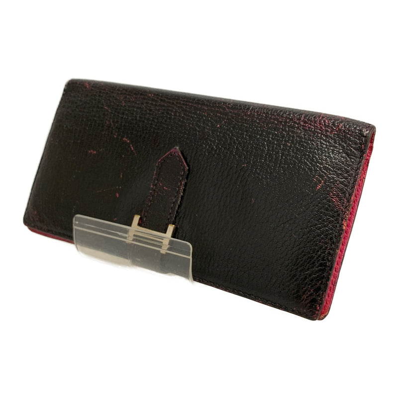 HERMES/Long Wallet/Black/Leather/
