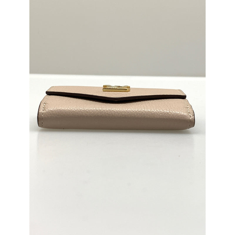 LOUIS VUITTON/Trifold Wallet/Beige/Leather/PORTEFEUILLE LOCK MINI_CALFSKIN LEATHER/M69340