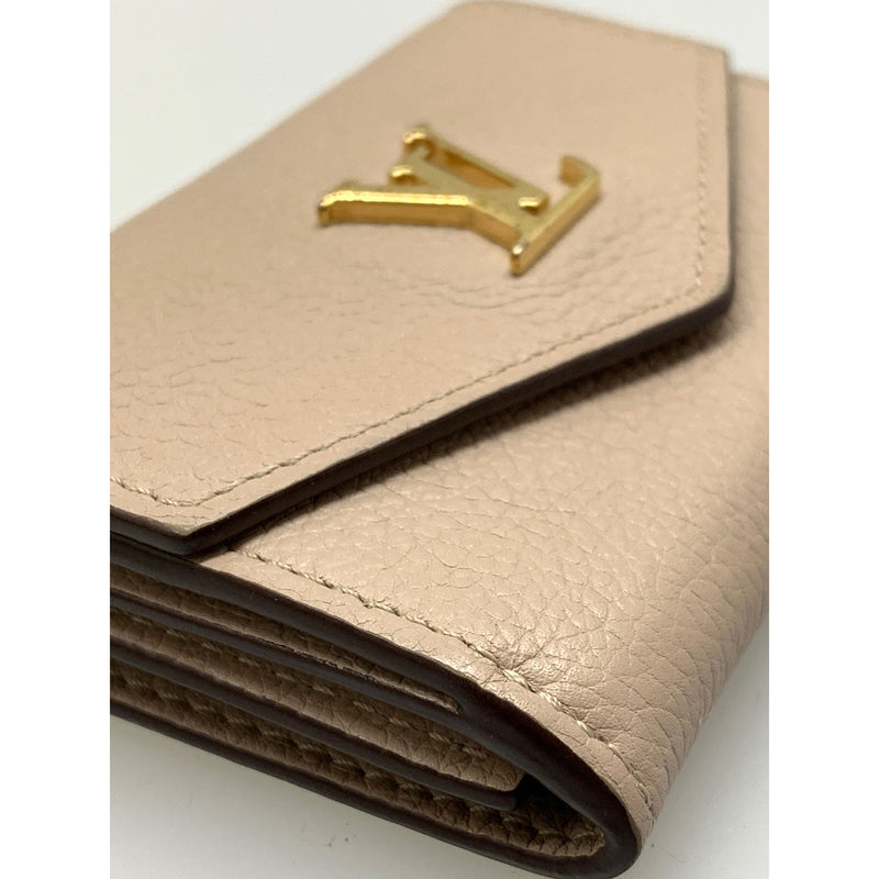LOUIS VUITTON/Trifold Wallet/Beige/Leather/PORTEFEUILLE LOCK MINI_CALFSKIN LEATHER/M69340