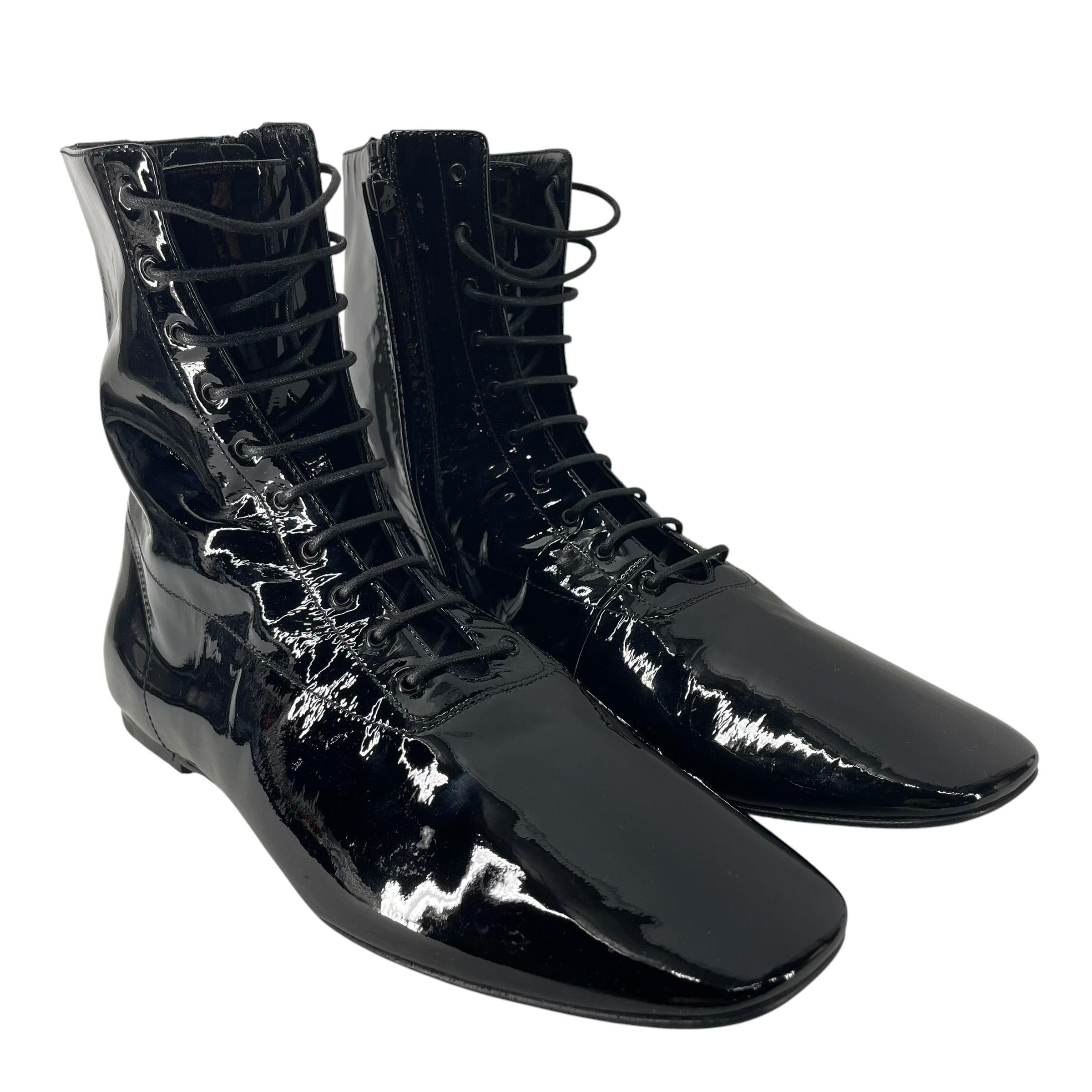 SAINT LAURENT/Dress Shoes/EU 42/Leather/BLK/713752 PATENT FLAT SOLE HI TOP view 1