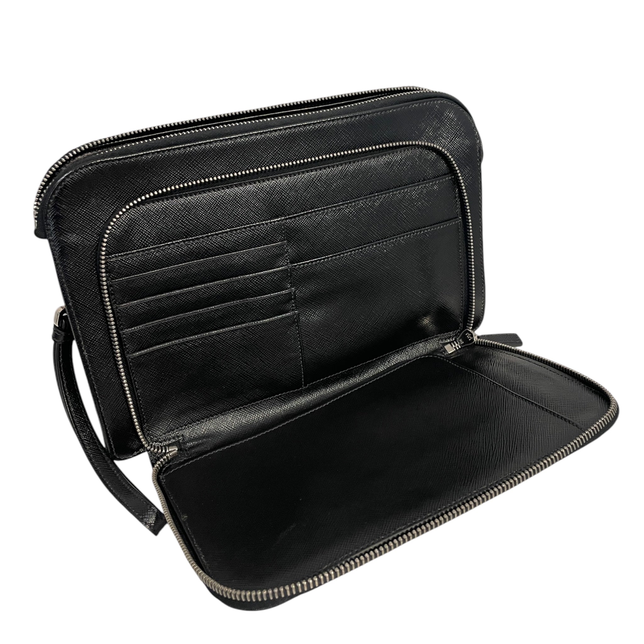 PRADA/Clutch Bag/Leather/BLK/828RQ7H view 5
