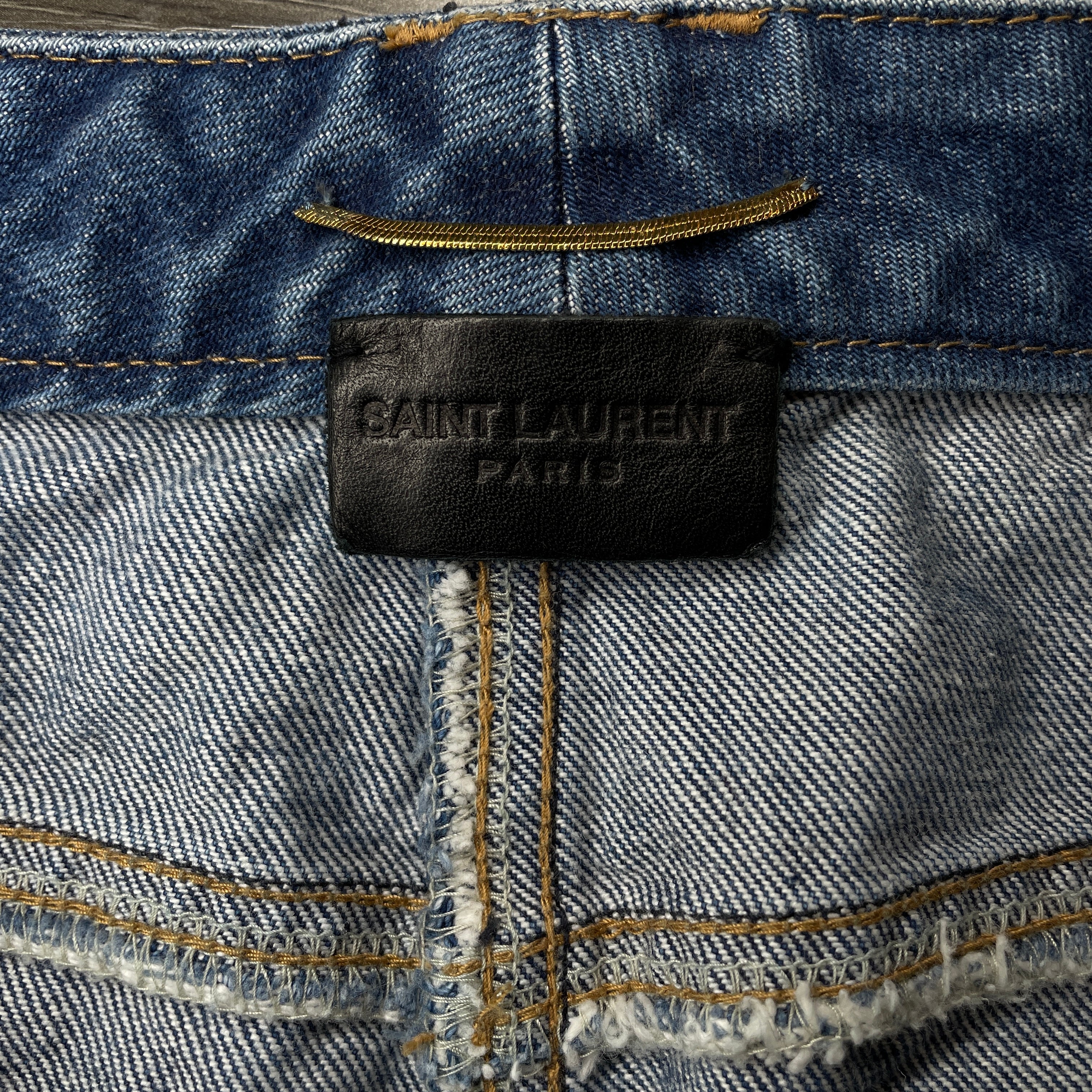 SAINT LAURENT/Skirt/27/Denim/BLU/2017 PANELLED JEAN MINI view 3