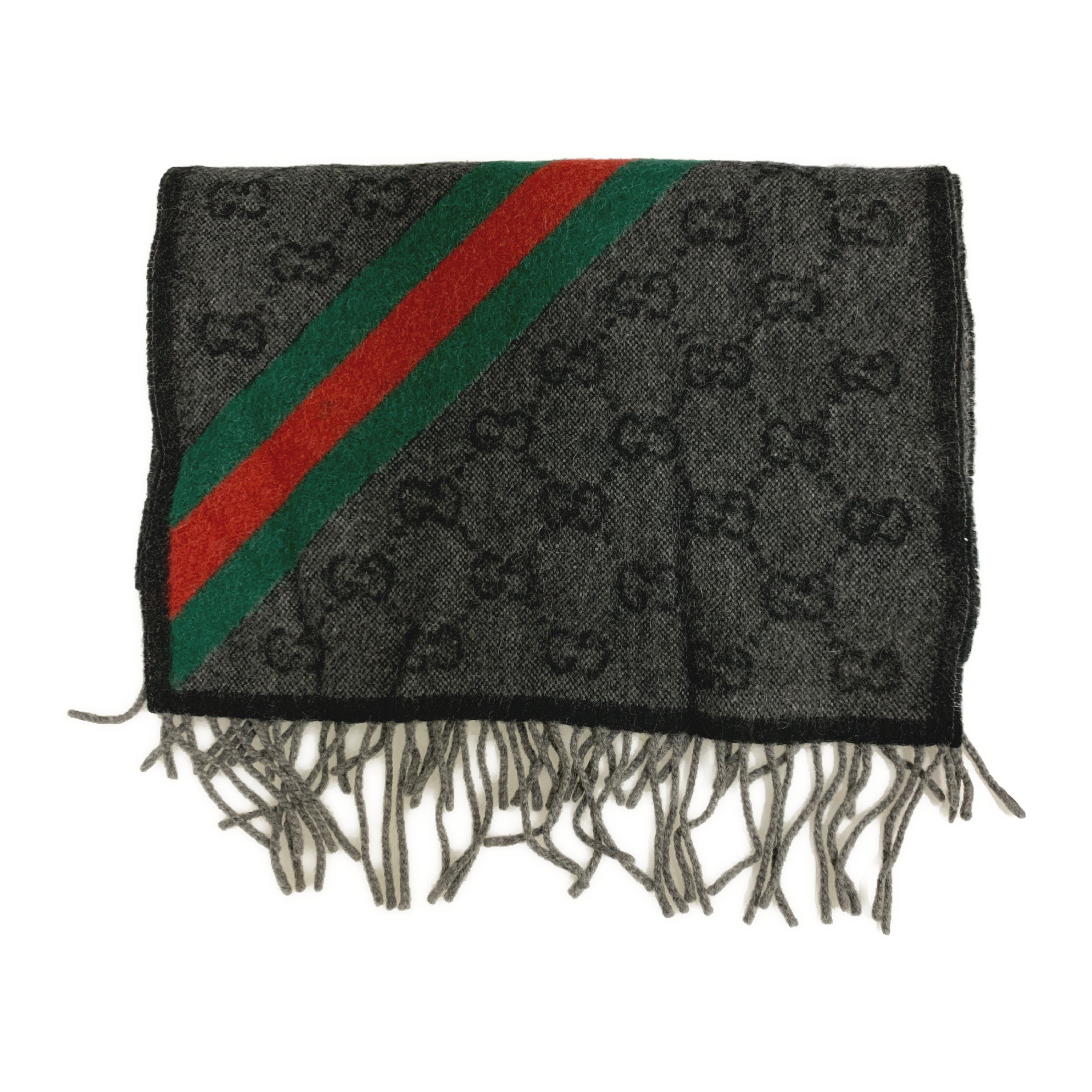 GUCCI/Muffler Scarf/GRY/Wool/All Over Print/ view 2