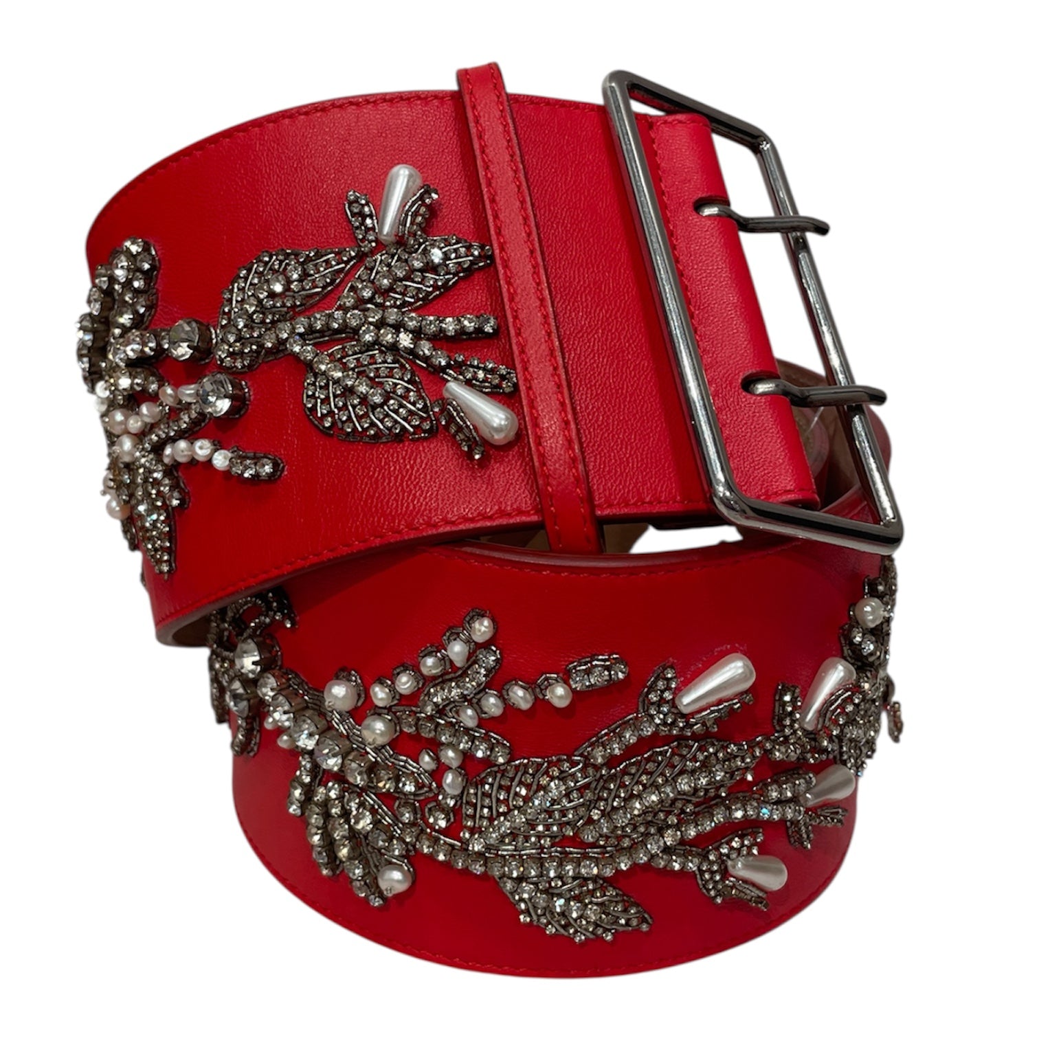 Alexander McQueen/Belt/Leather/RED/BEDAZZLED WIDE BELT view 1