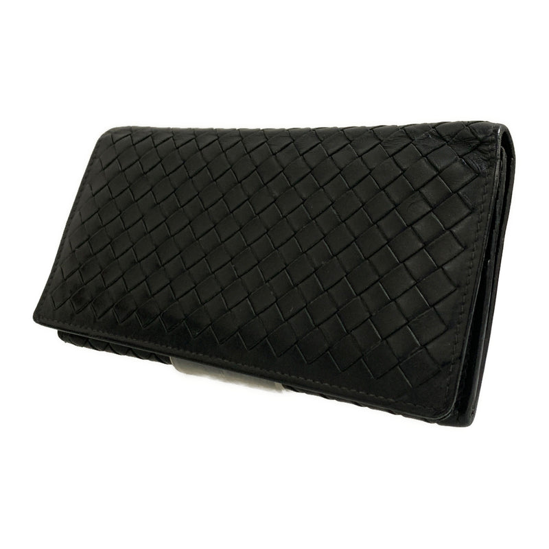 BOTTEGA VENETA/Long Wallet/BLK/Leather/156819//Intrecciato Weave