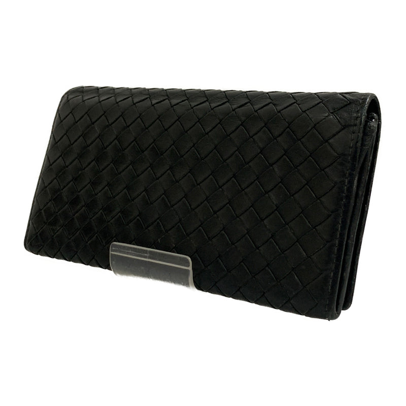 BOTTEGA VENETA/Long Wallet/BLK/Leather/156819//Intrecciato Weave