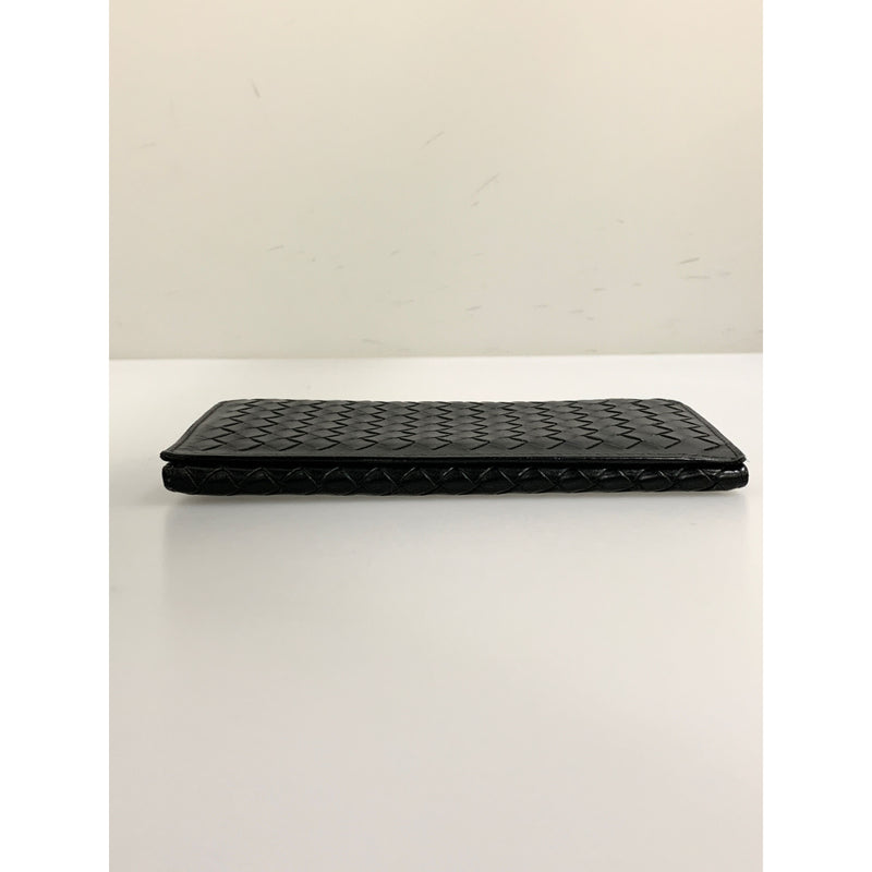 BOTTEGA VENETA/Long Wallet/BLK/Leather/156819//Intrecciato Weave