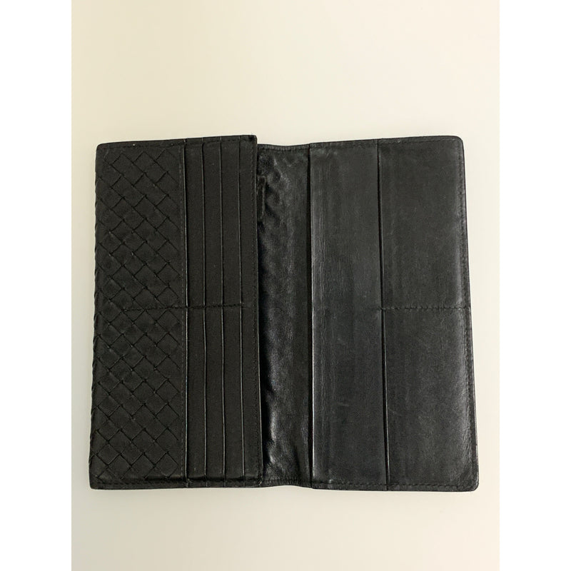 BOTTEGA VENETA/Long Wallet/BLK/Leather/156819//Intrecciato Weave