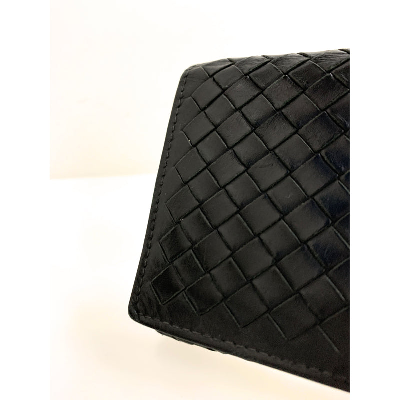 BOTTEGA VENETA/Long Wallet/BLK/Leather/156819//Intrecciato Weave