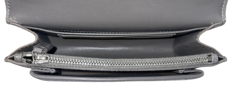 YVES SAINT LAURENT/Bag/Cotton/GRY/crocadile , silver chain