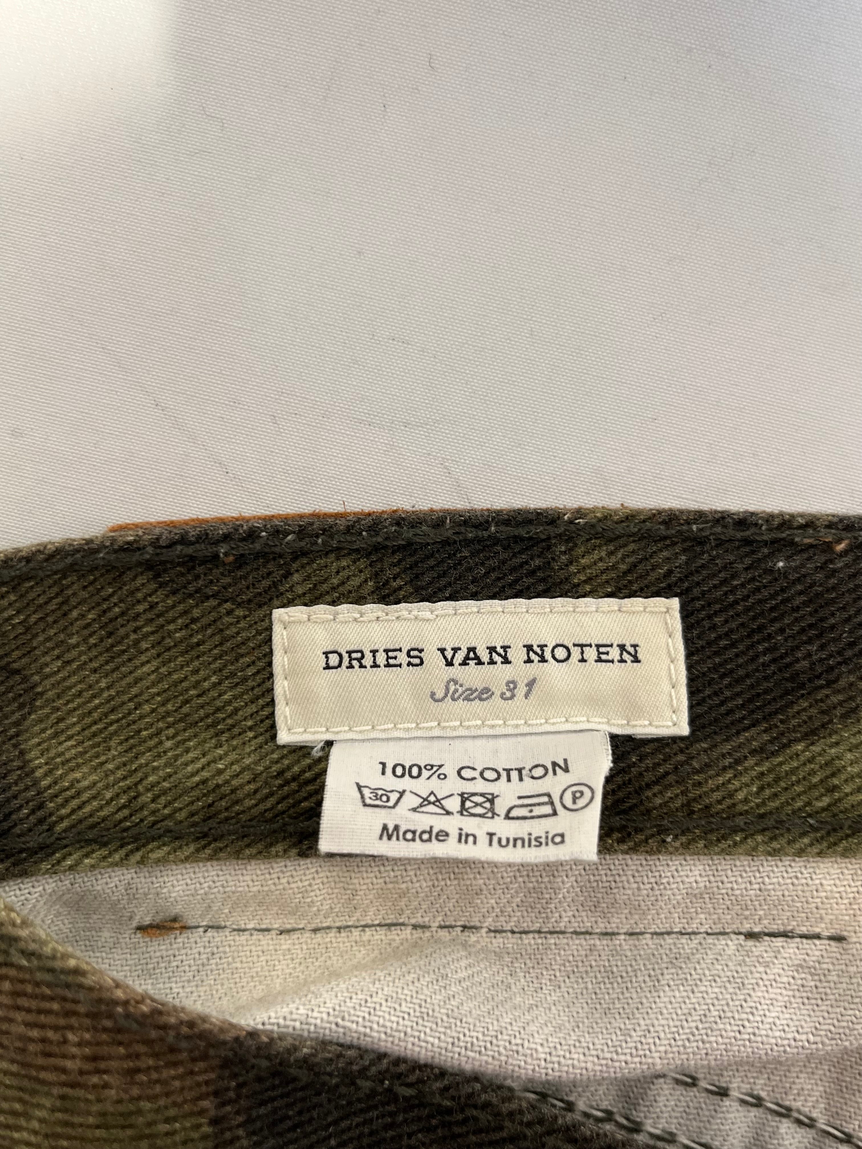 DRIES VAN NOTEN/Pants/31/Cotton/KHK/Camouflage/ view 3