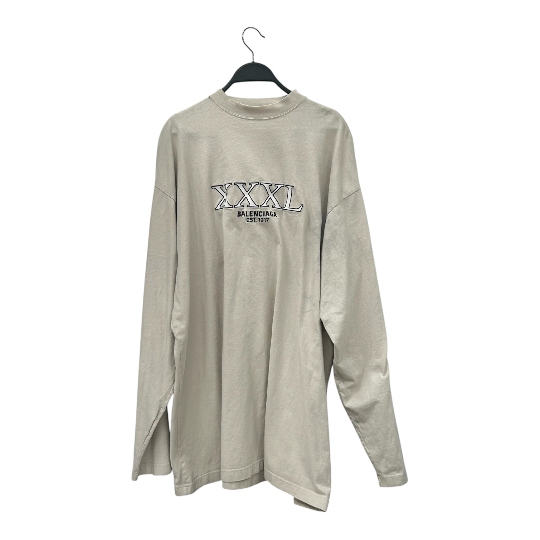 BALENCIAGA/LS T-Shirt/3/Cotton/CRM/XXXL EMBROIDERED LOGO view 1